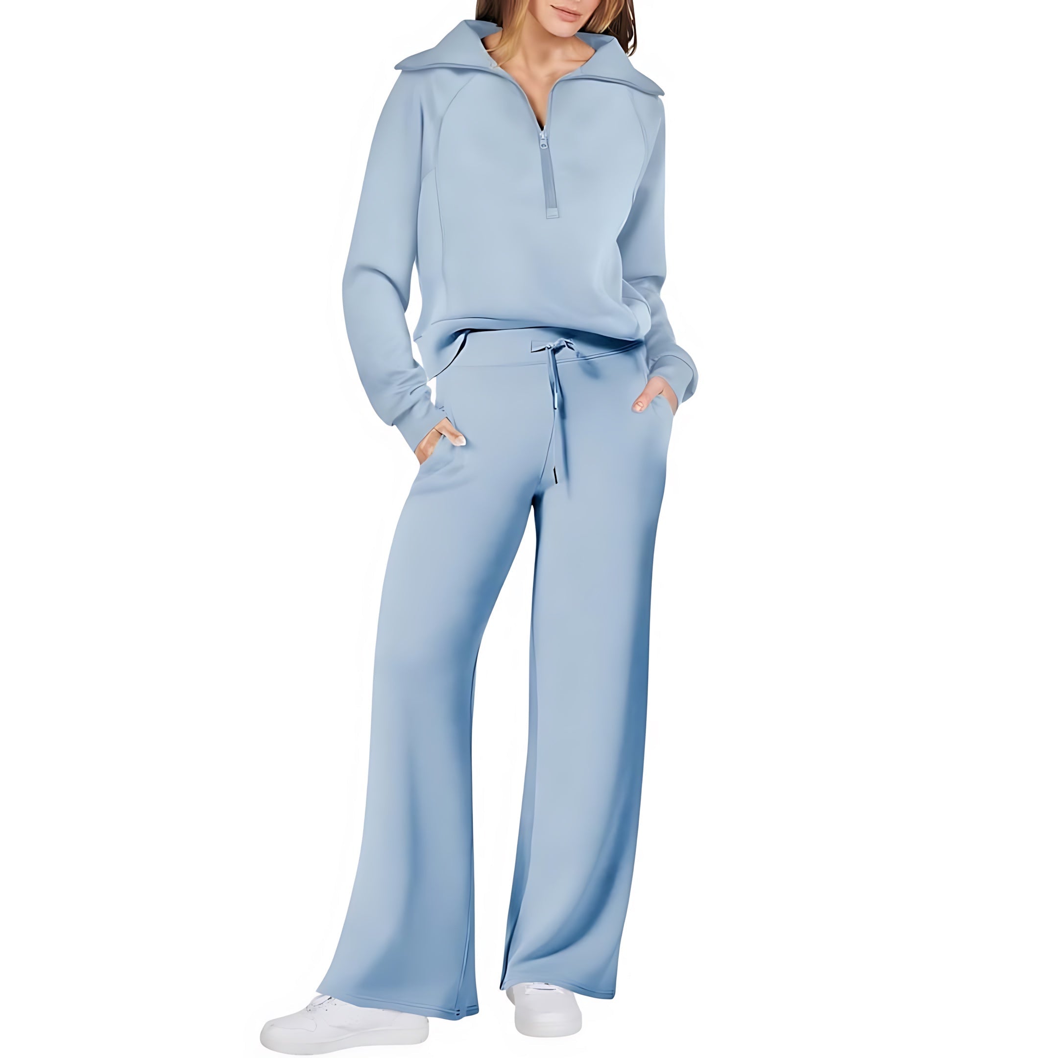 Beatrice – Half Zip Top And Wide Leg Pants Lounge Set
