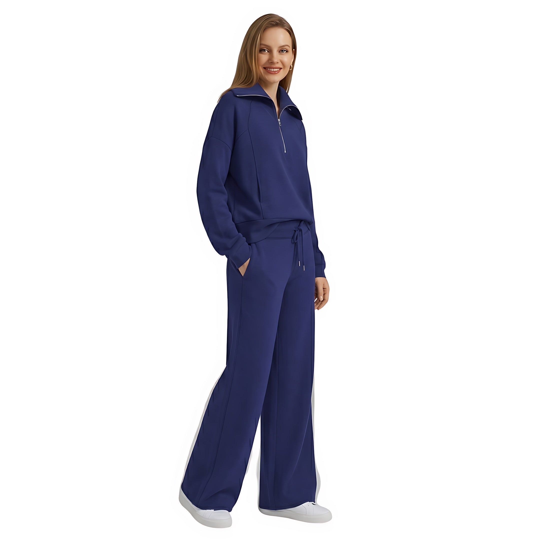 Beatrice – Half Zip Top And Wide Leg Pants Lounge Set
