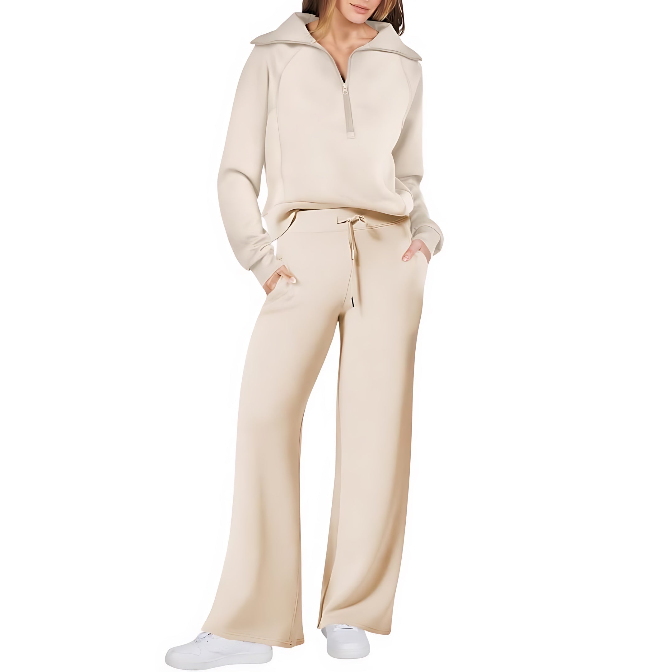 Beatrice – Half Zip Top And Wide Leg Pants Lounge Set