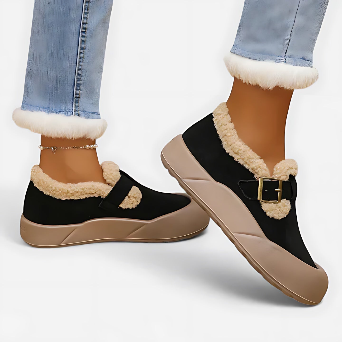 Beatrice – Suede Faux Fur Lined Moccasin Ankle Boots