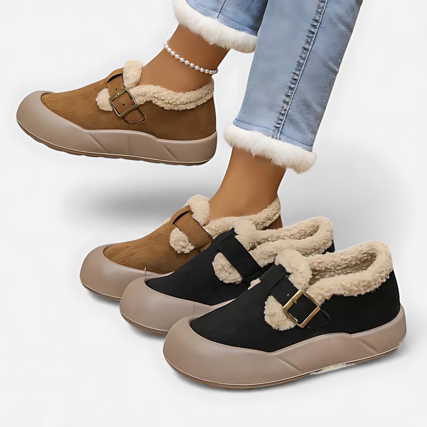 Beatrice – Suede Faux Fur Lined Moccasin Ankle Boots