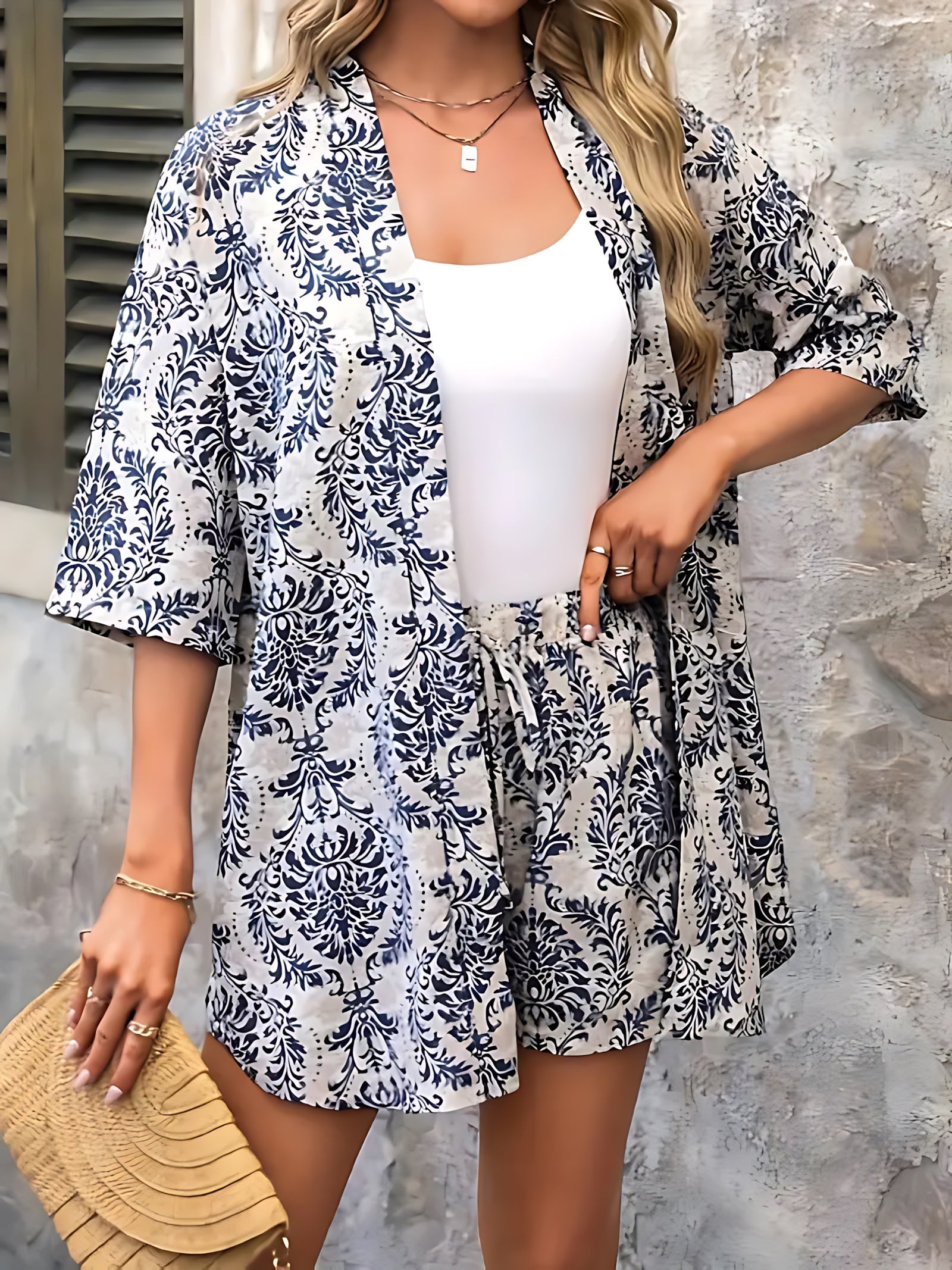 Bella – Floral Kimono Cardigan and Shorts Set