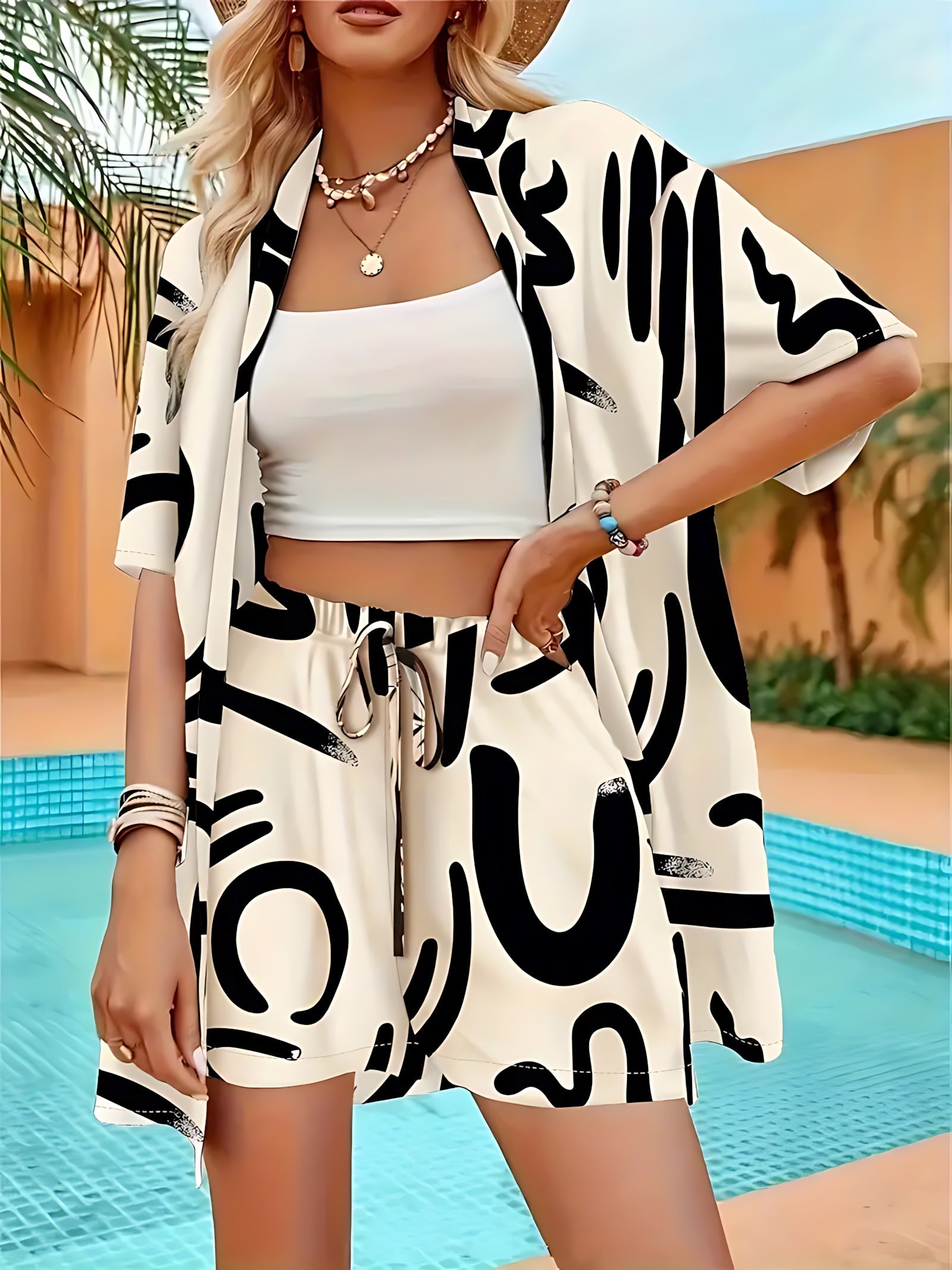 Bella – Floral Kimono Cardigan and Shorts Set