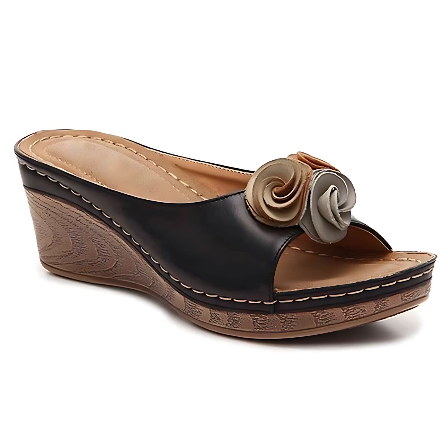 Bella – Floral Wedge Mules