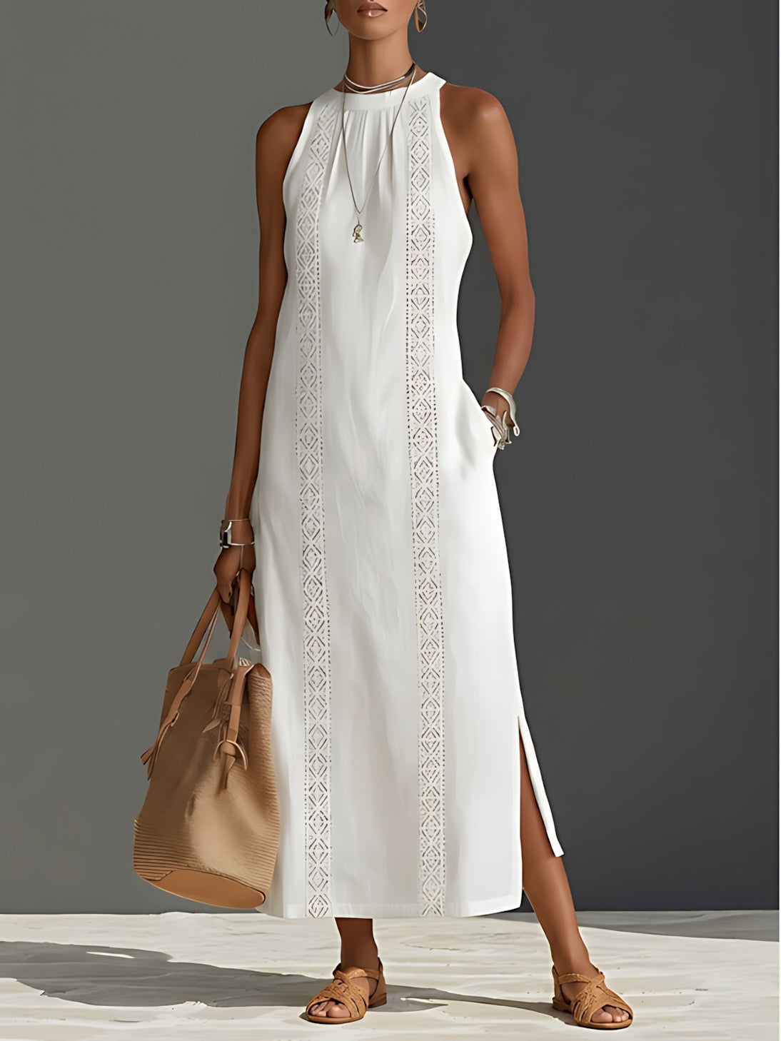 Bella – High Neck Side Slit Maxi Dress
