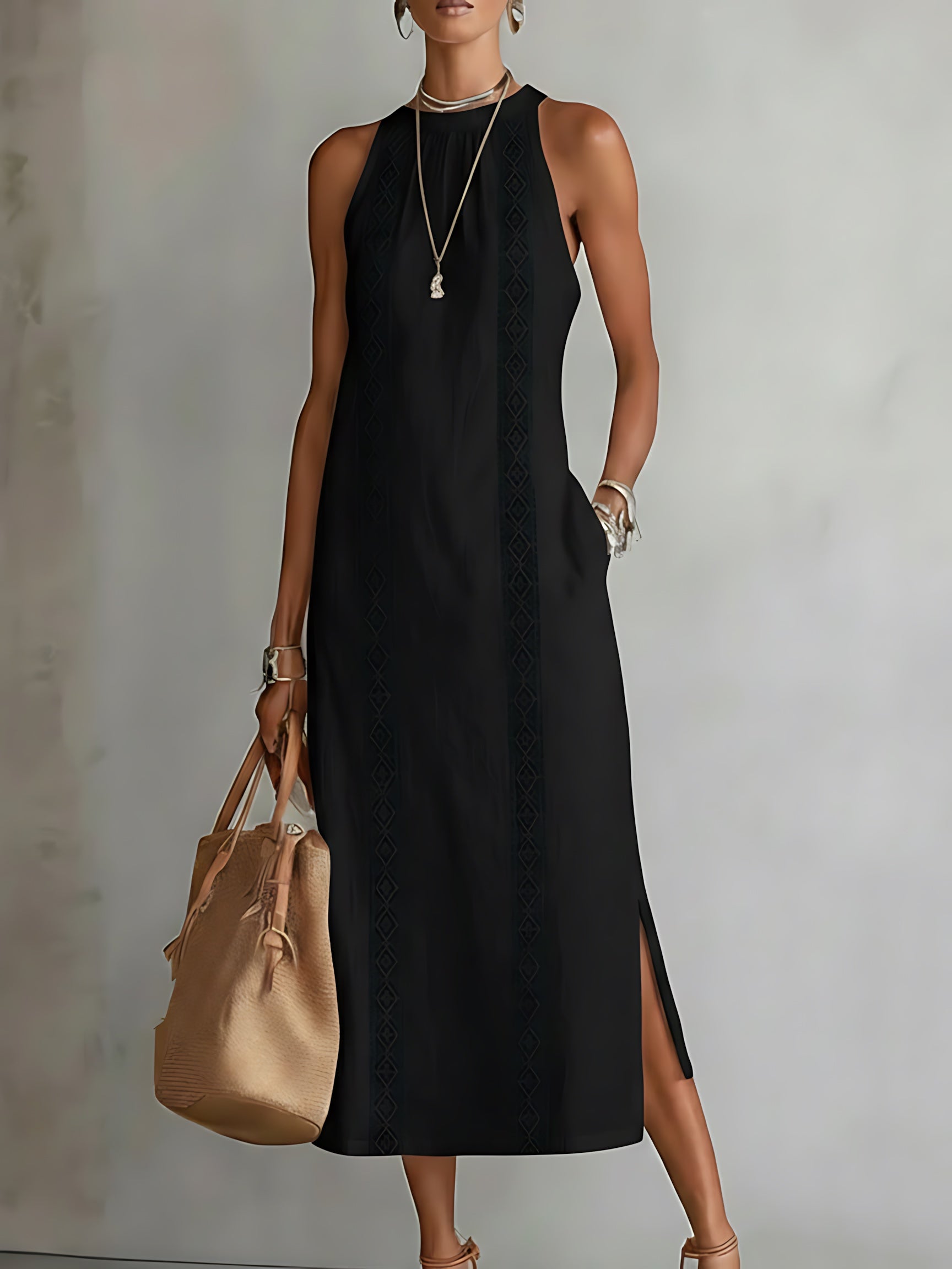Bella – High Neck Side Slit Maxi Dress