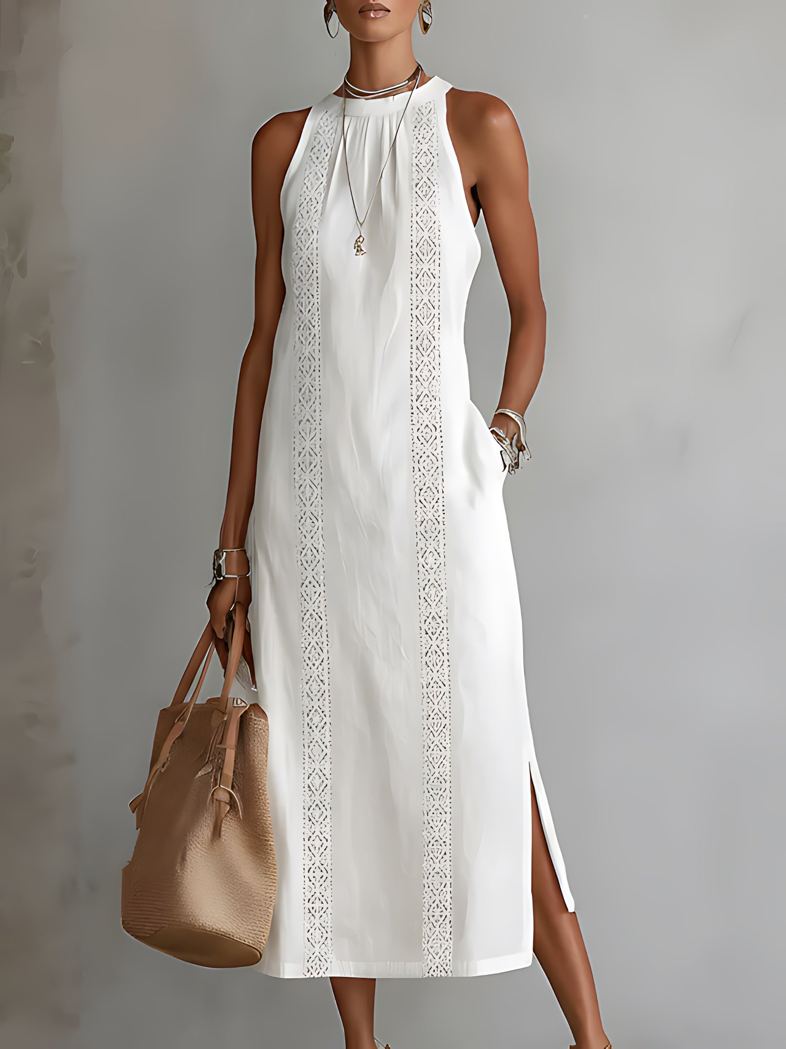 Bella – High Neck Side Slit Maxi Dress