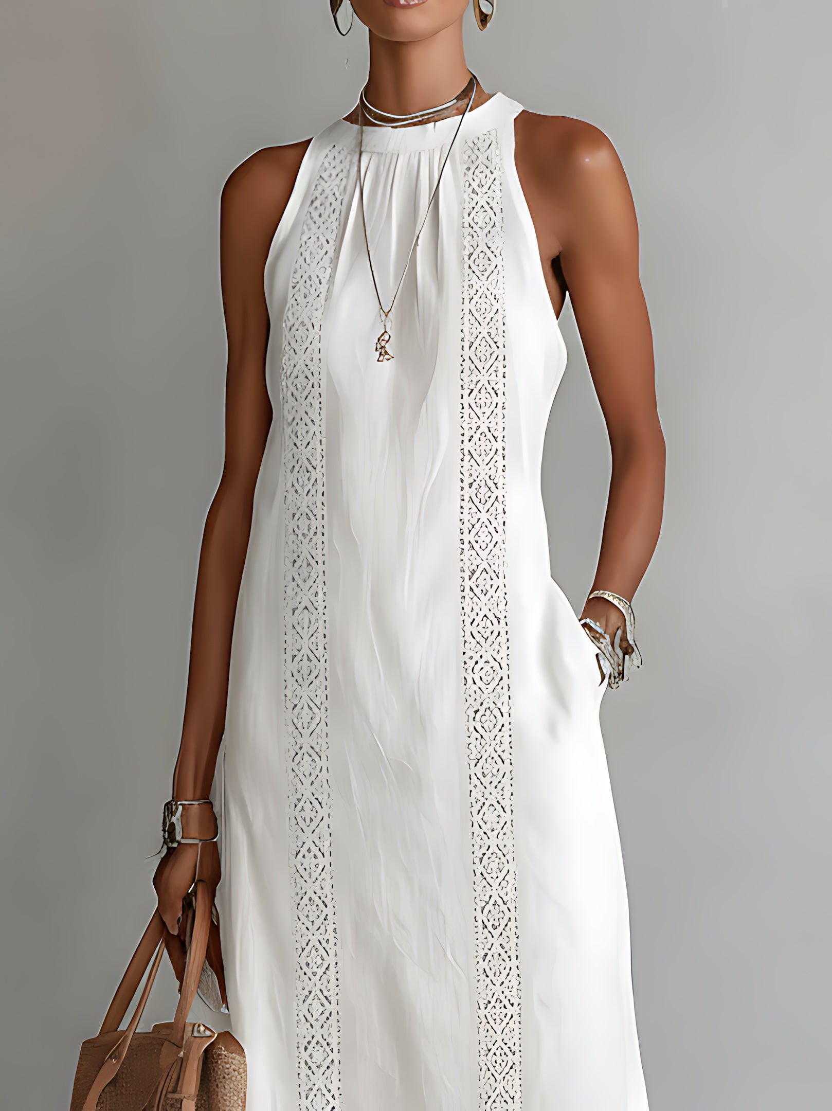 Bella – High Neck Side Slit Maxi Dress