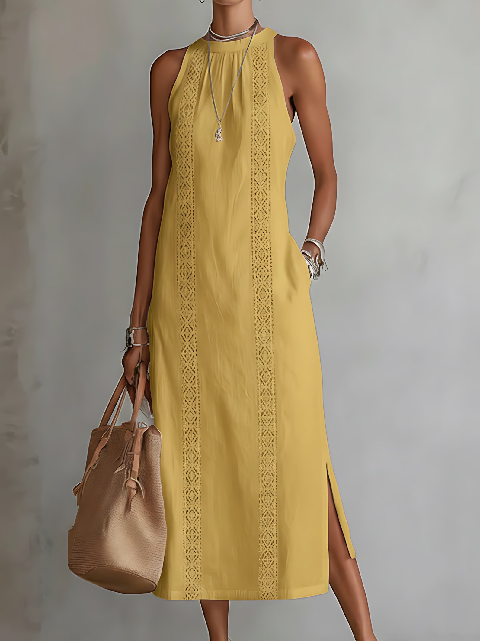Bella – High Neck Side Slit Maxi Dress