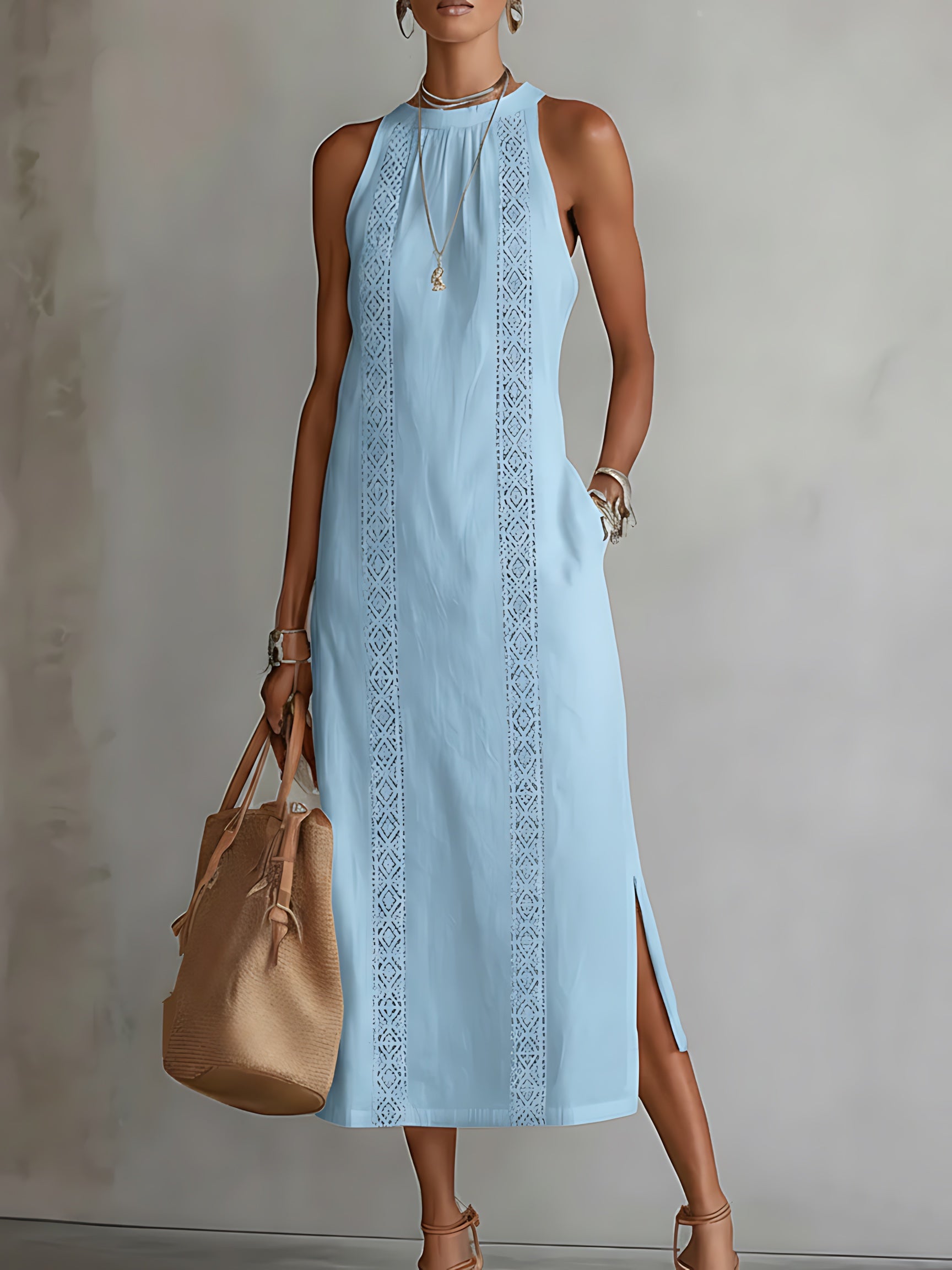 Bella – High Neck Side Slit Maxi Dress