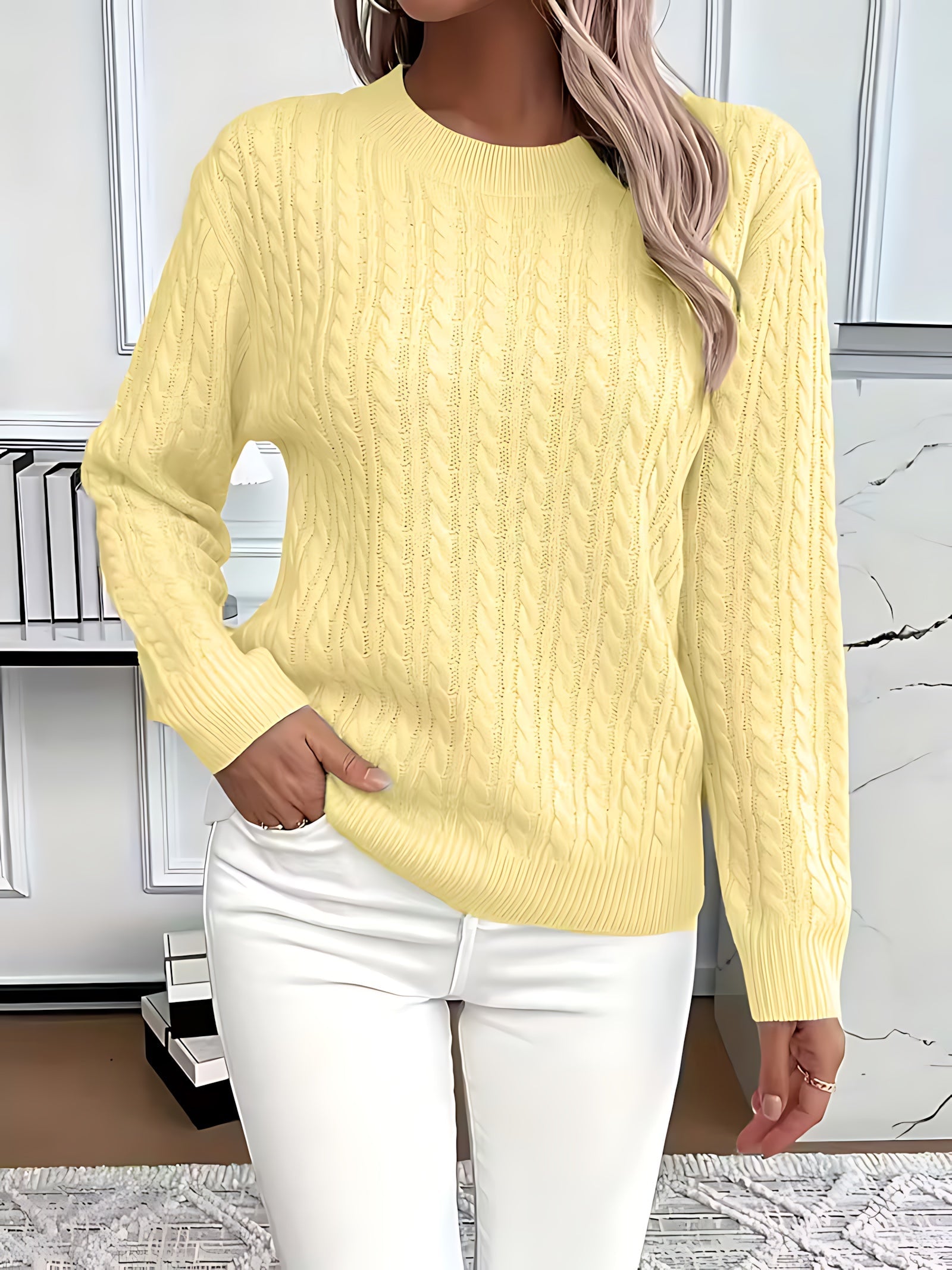 Bella – Open Knit Crew Neck Sweater