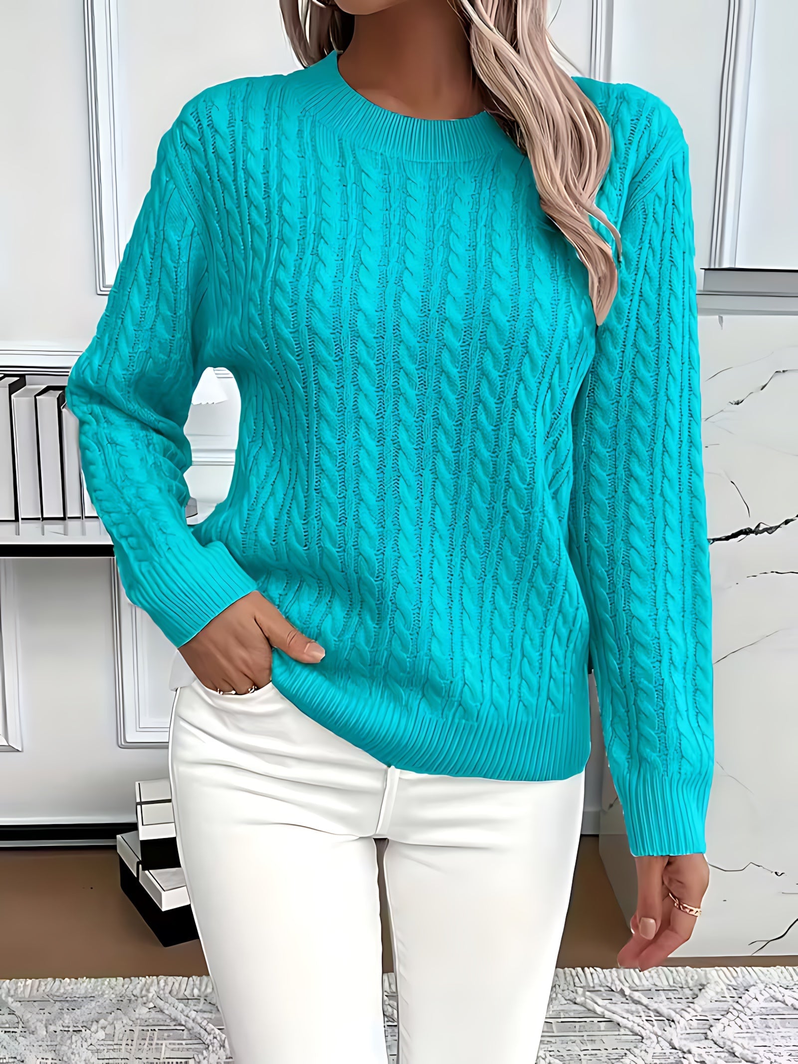 Bella – Open Knit Crew Neck Sweater