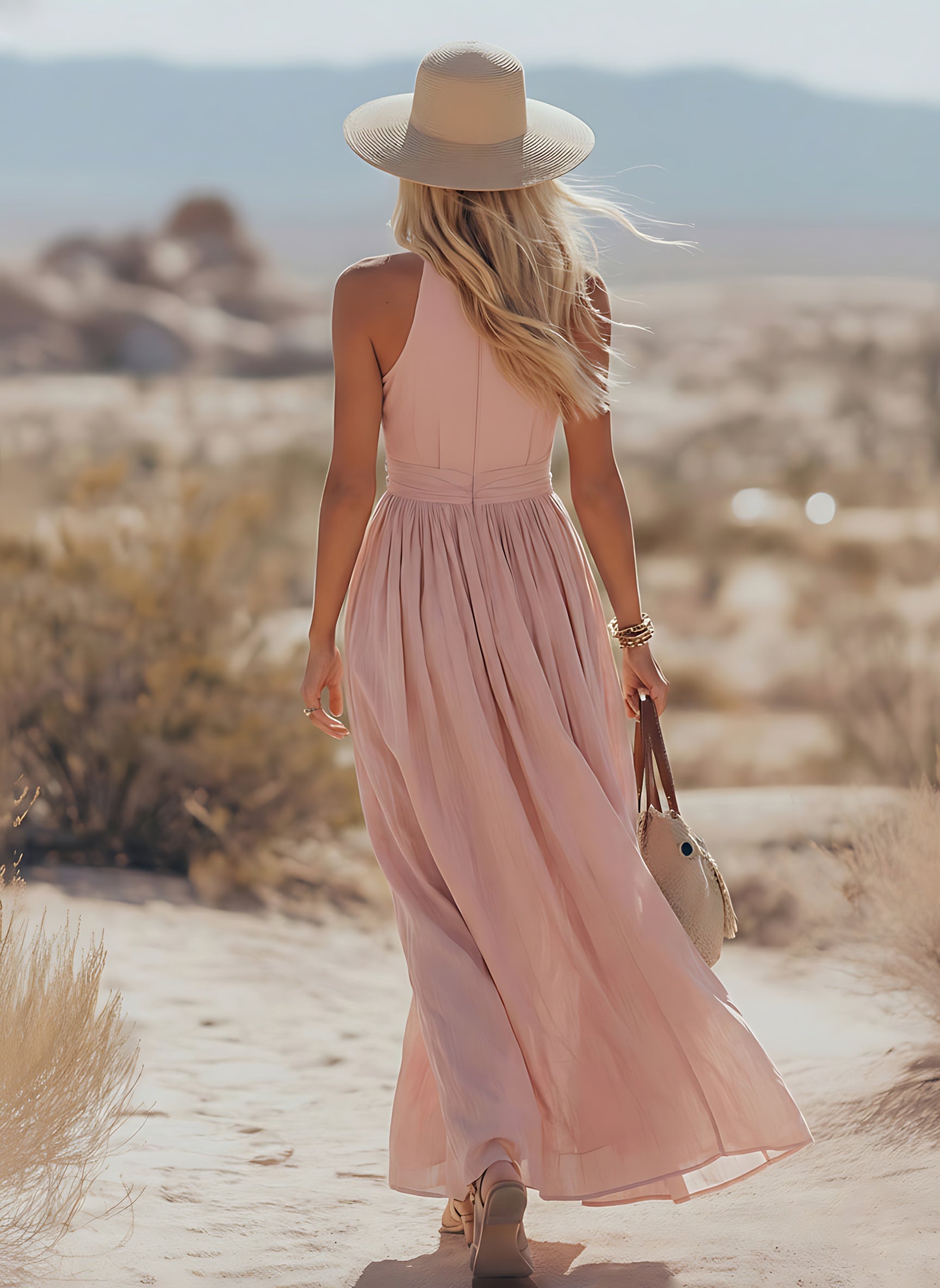 Bethany – Halter Neck Flowy Summer Maxi Dress