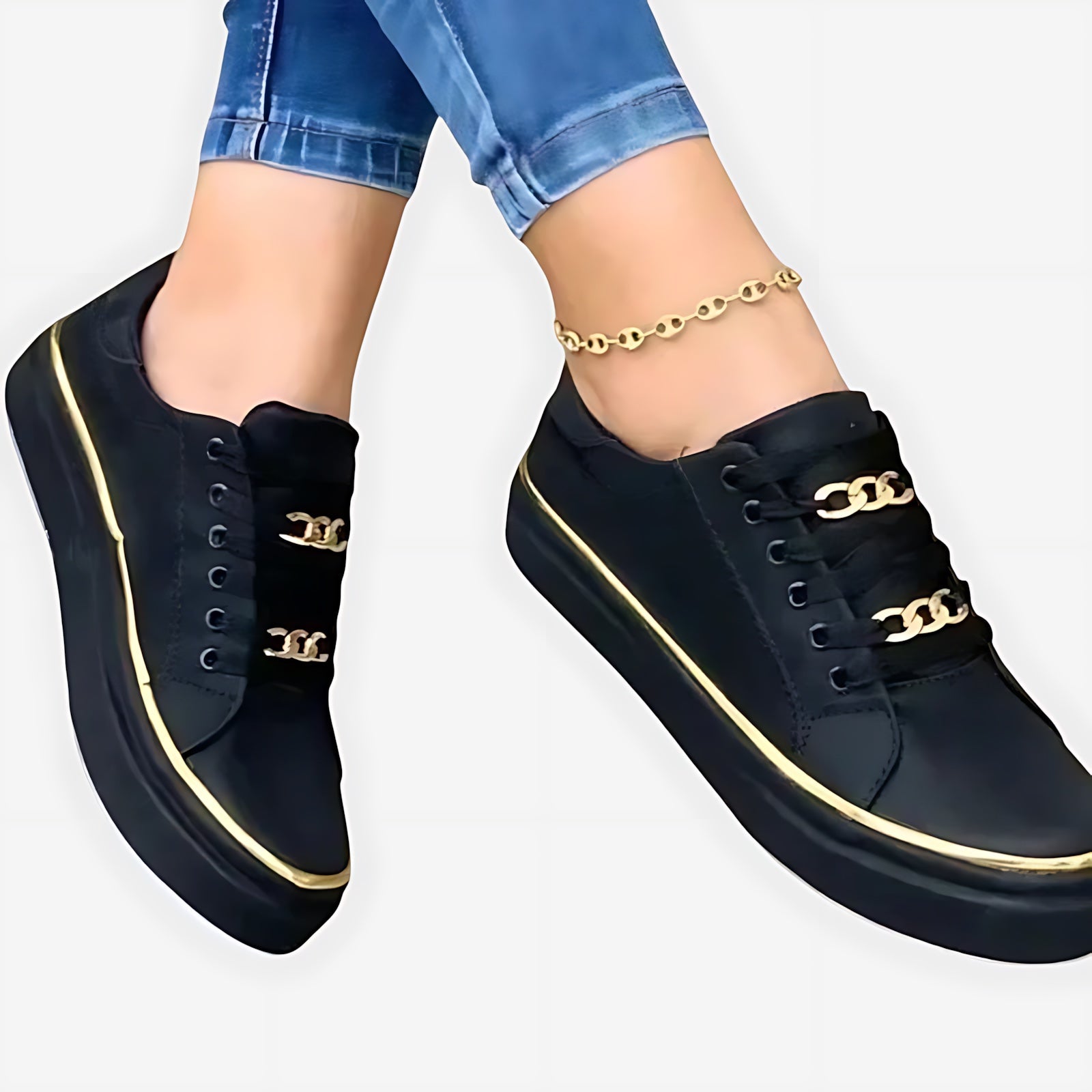Bianca – Chain Lace Up Platform Sneakers