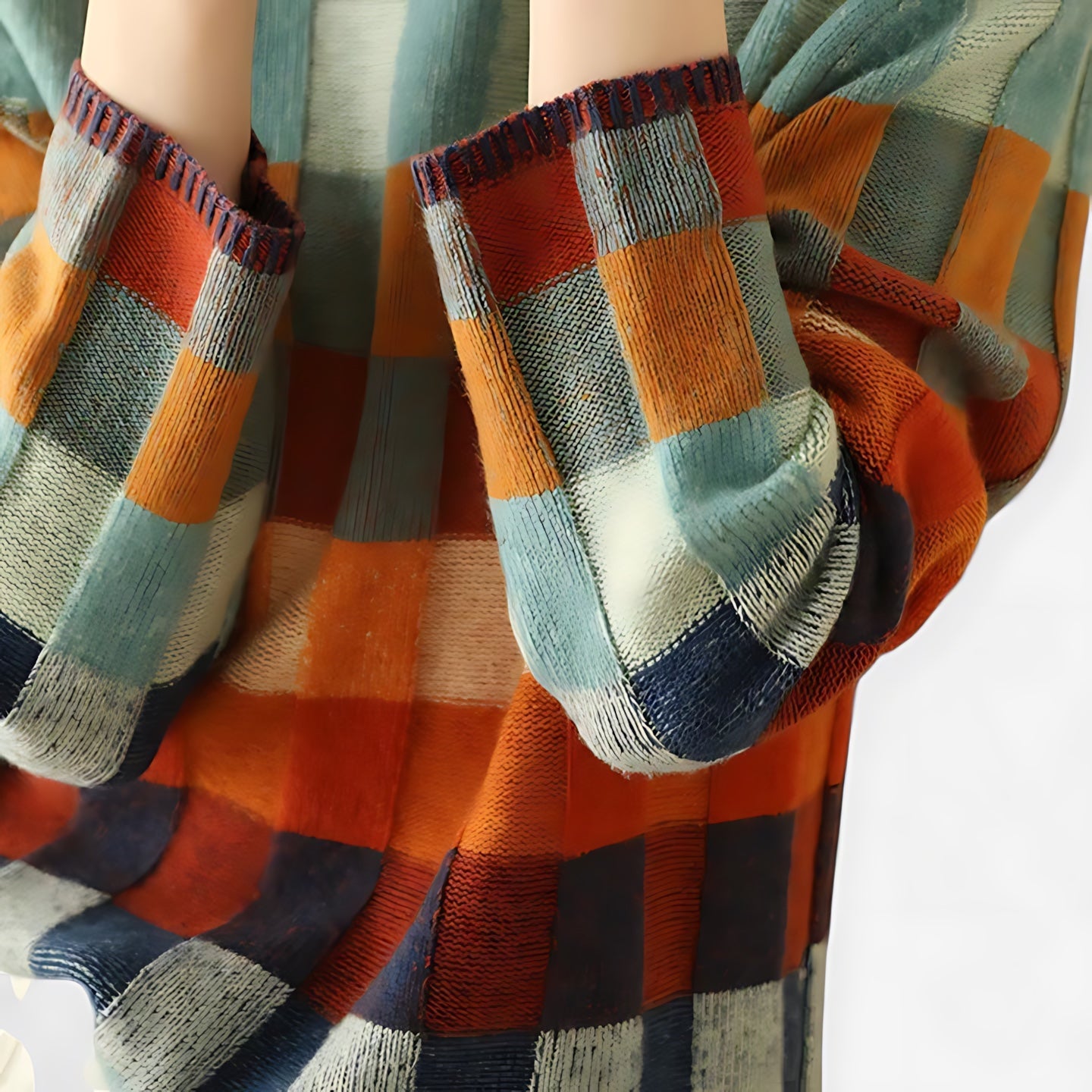Bianca – Checkered Print Crew Neck Sweater
