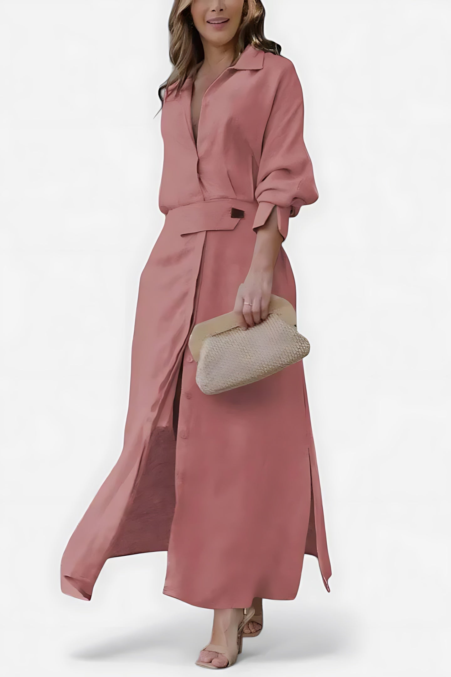 Bianca – Collared Long Sleeve Maxi Shirt Dress