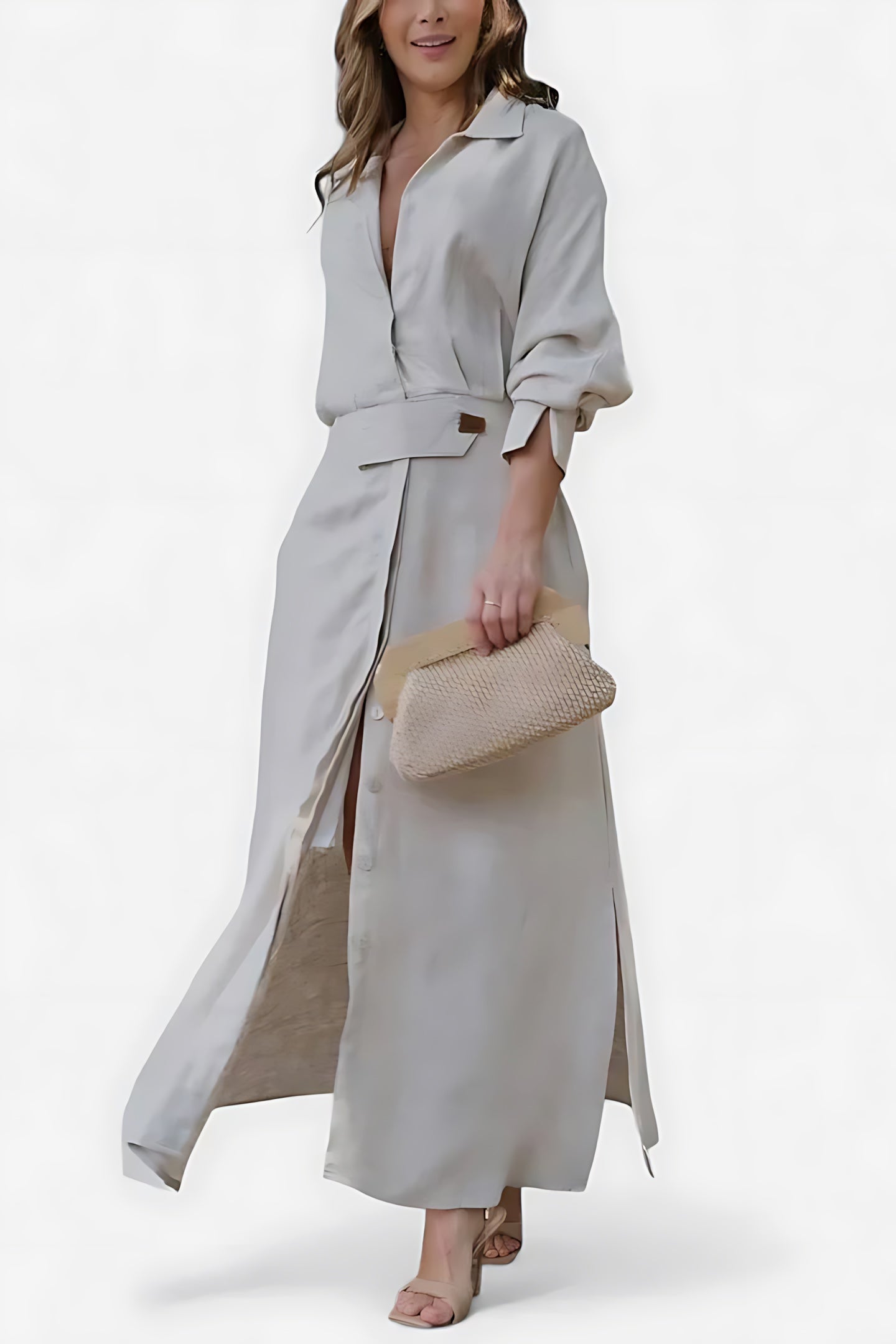 Bianca – Collared Long Sleeve Maxi Shirt Dress