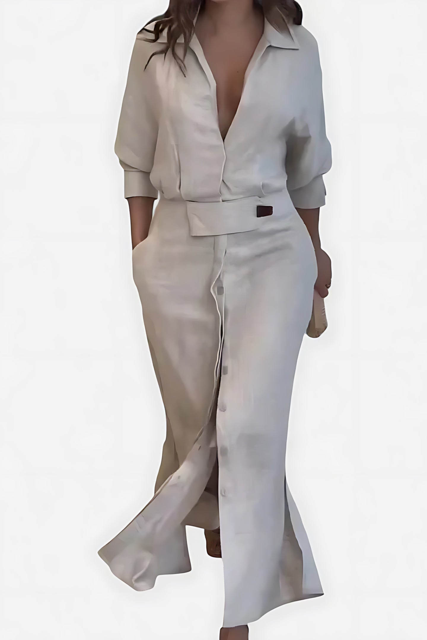 Bianca – Collared Long Sleeve Maxi Shirt Dress