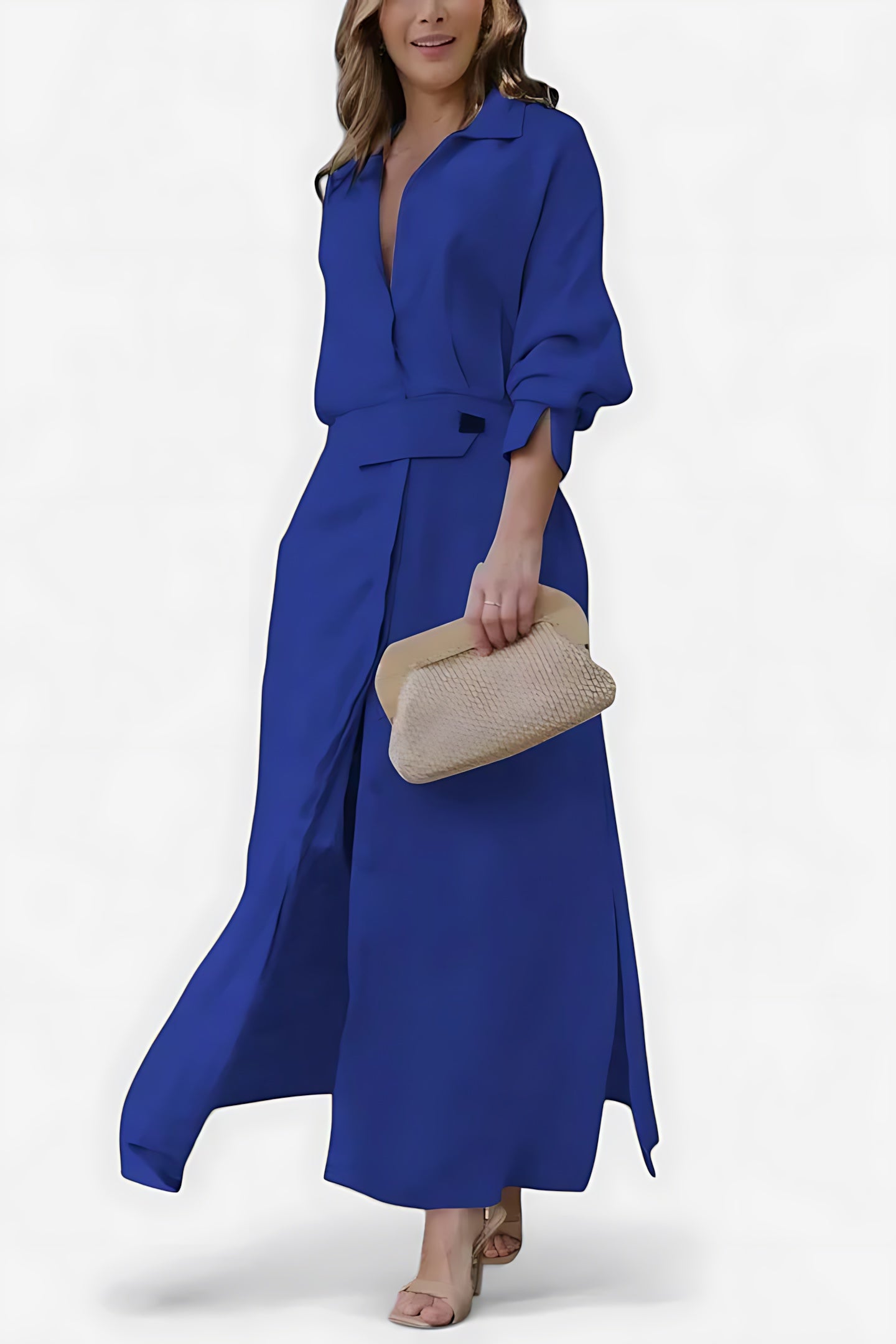 Bianca – Collared Long Sleeve Maxi Shirt Dress