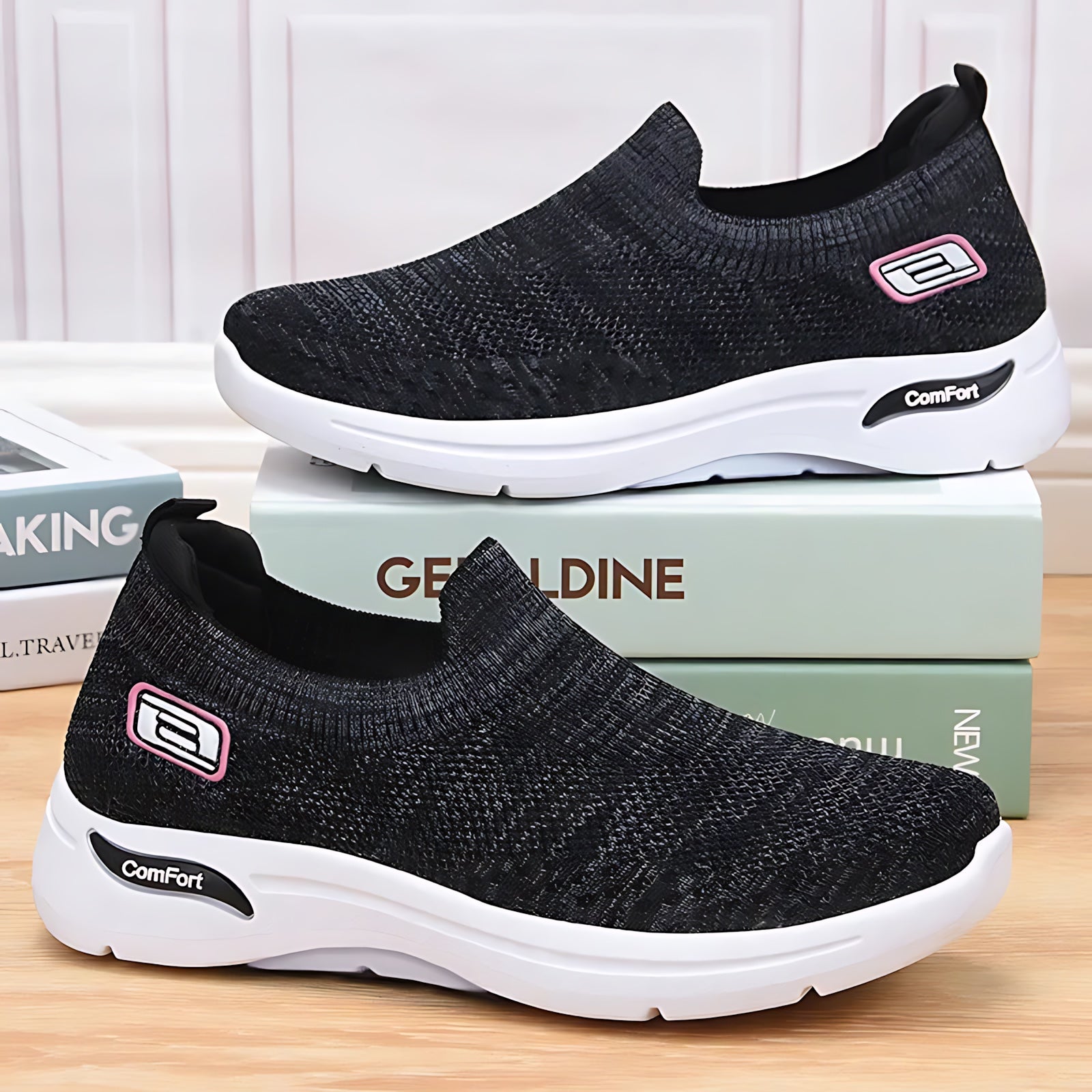 Brianna – Knit Sock Slip On Walking Sneakers