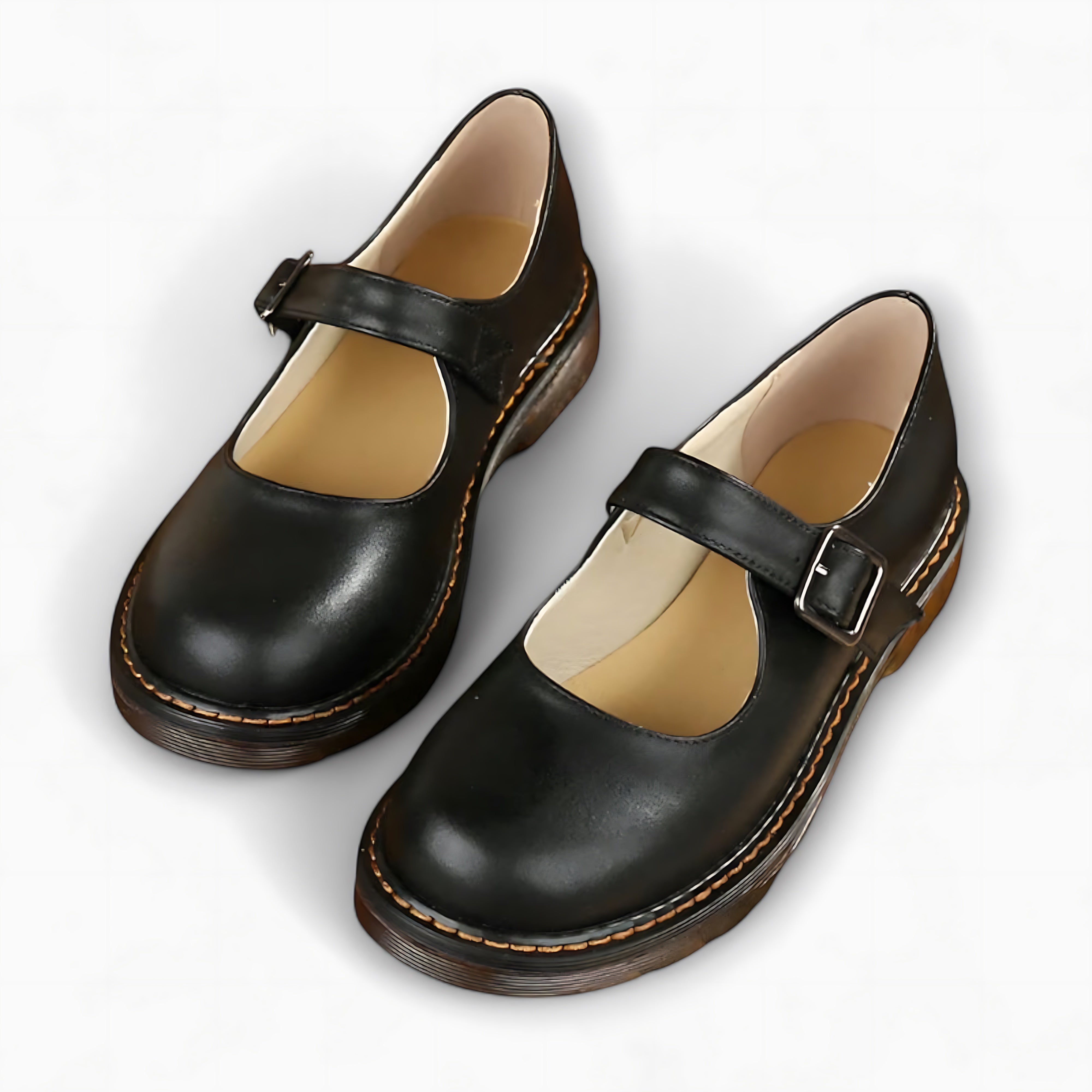 Brianna – Round Toe Leather Mary Jane Flats