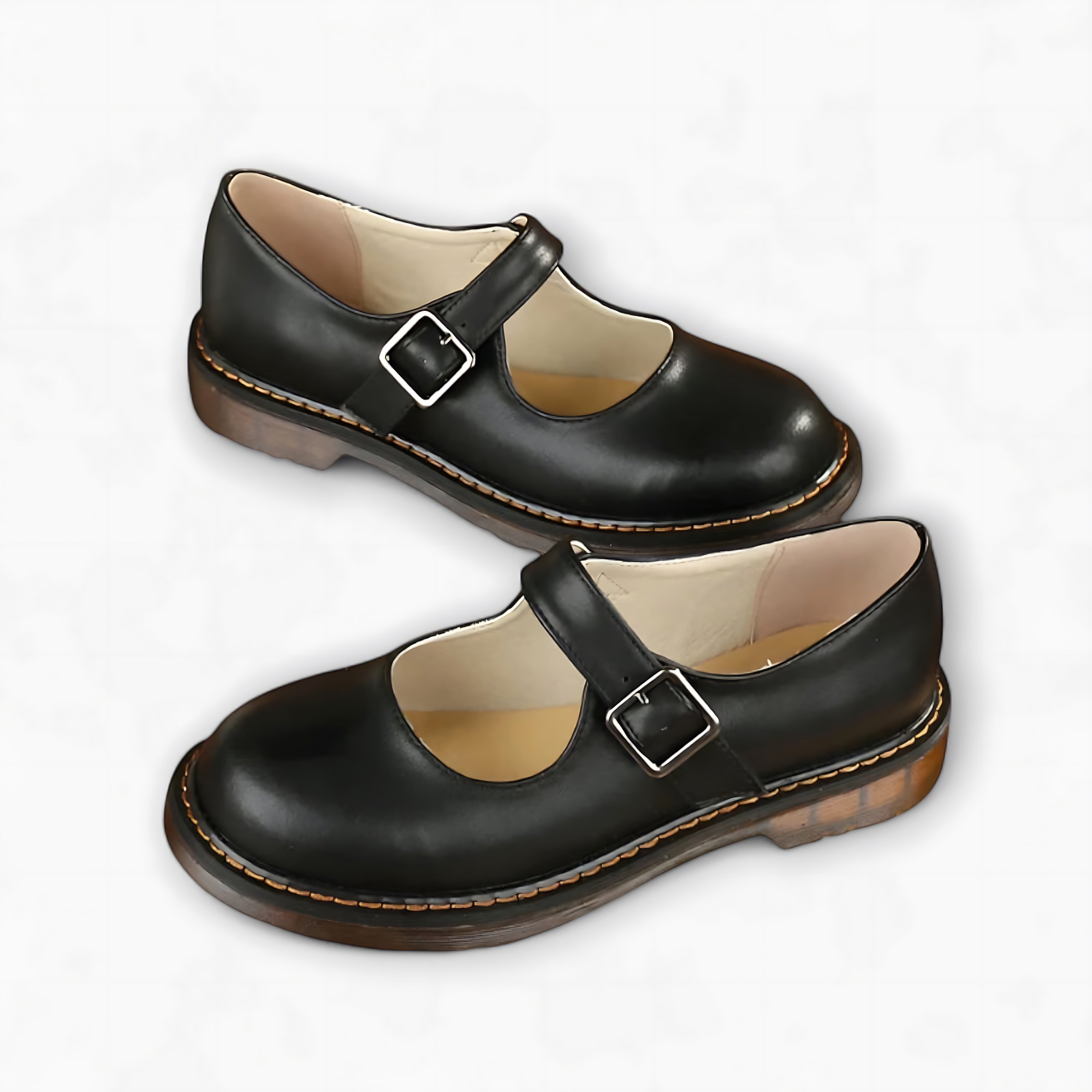 Brianna – Round Toe Leather Mary Jane Flats