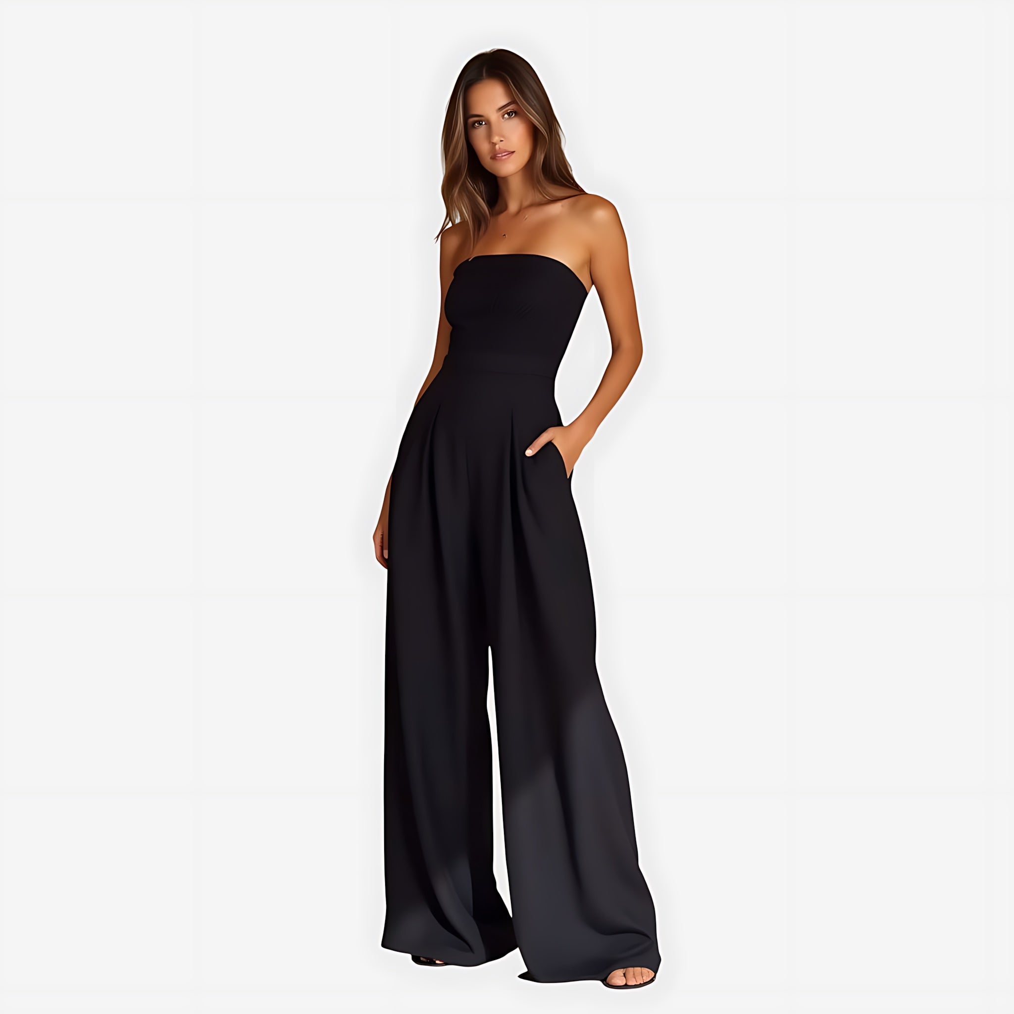 Brianna – Strapless Wide Leg Evening Jumpsuit