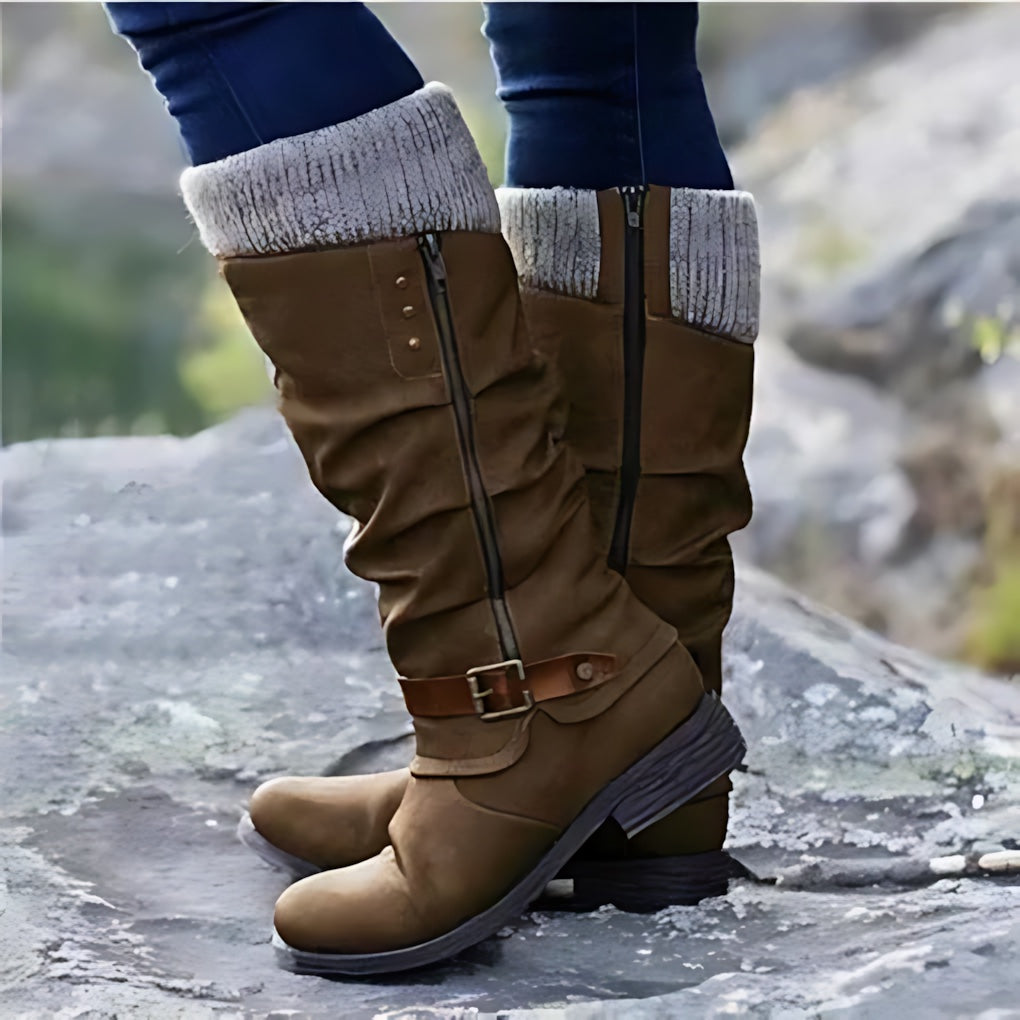Brooke – Suede Flat Mid Calf Winter Boots