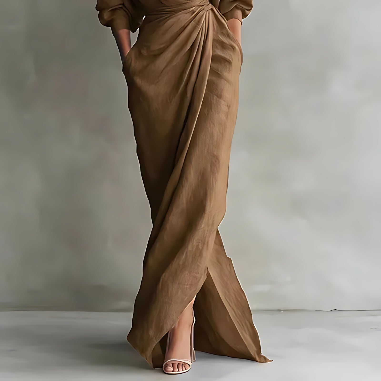 Brooke – V Neck Wrap Long Sleeve Maxi Dress