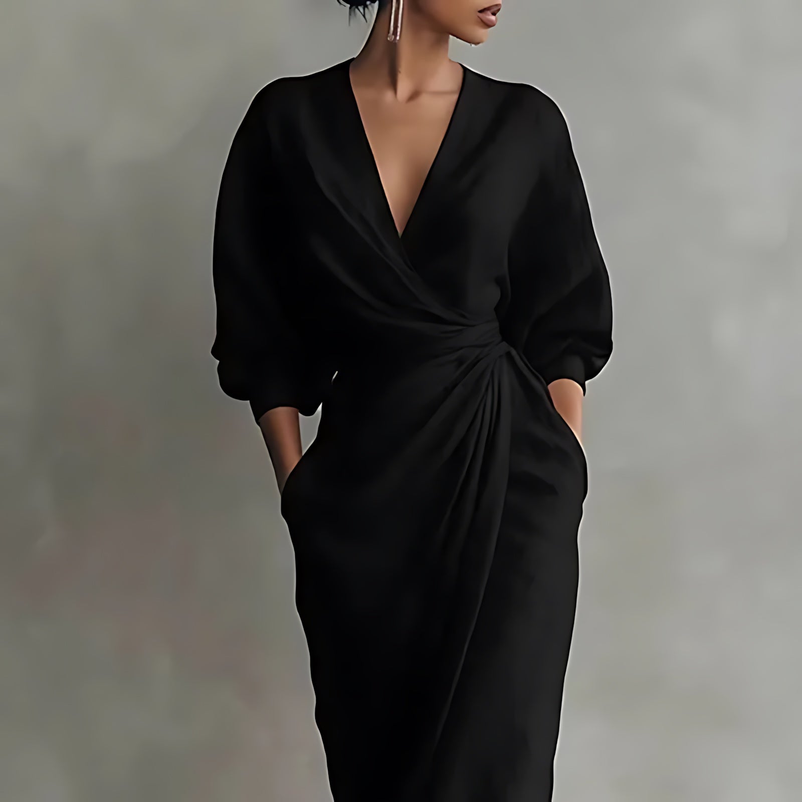 Brooke – V Neck Wrap Long Sleeve Maxi Dress