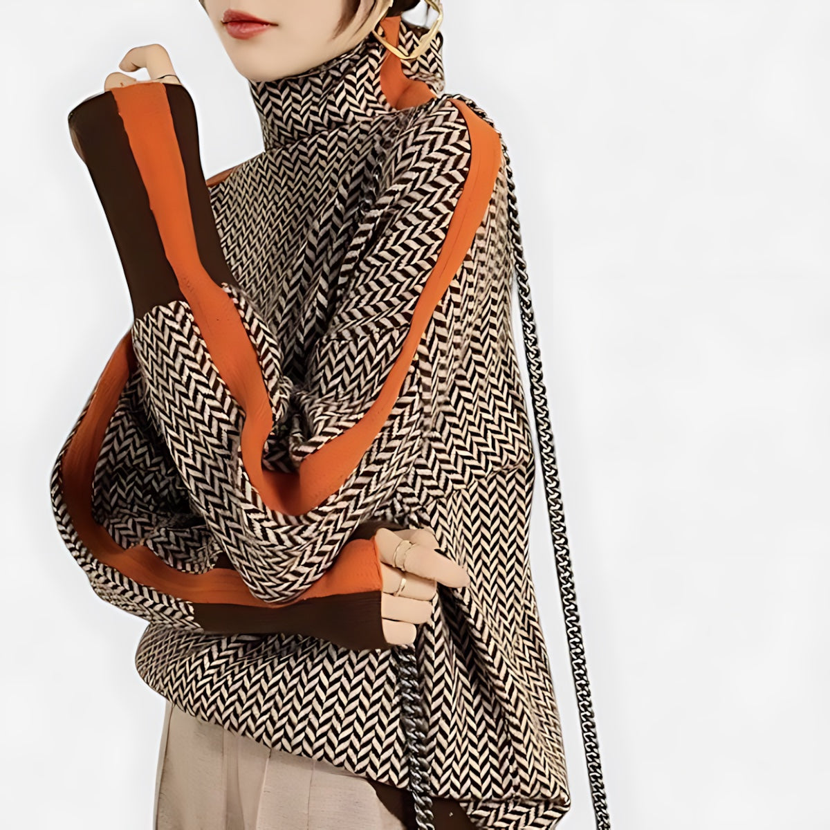Brooklyn – Marled Contrast Stripe Knit Sweater