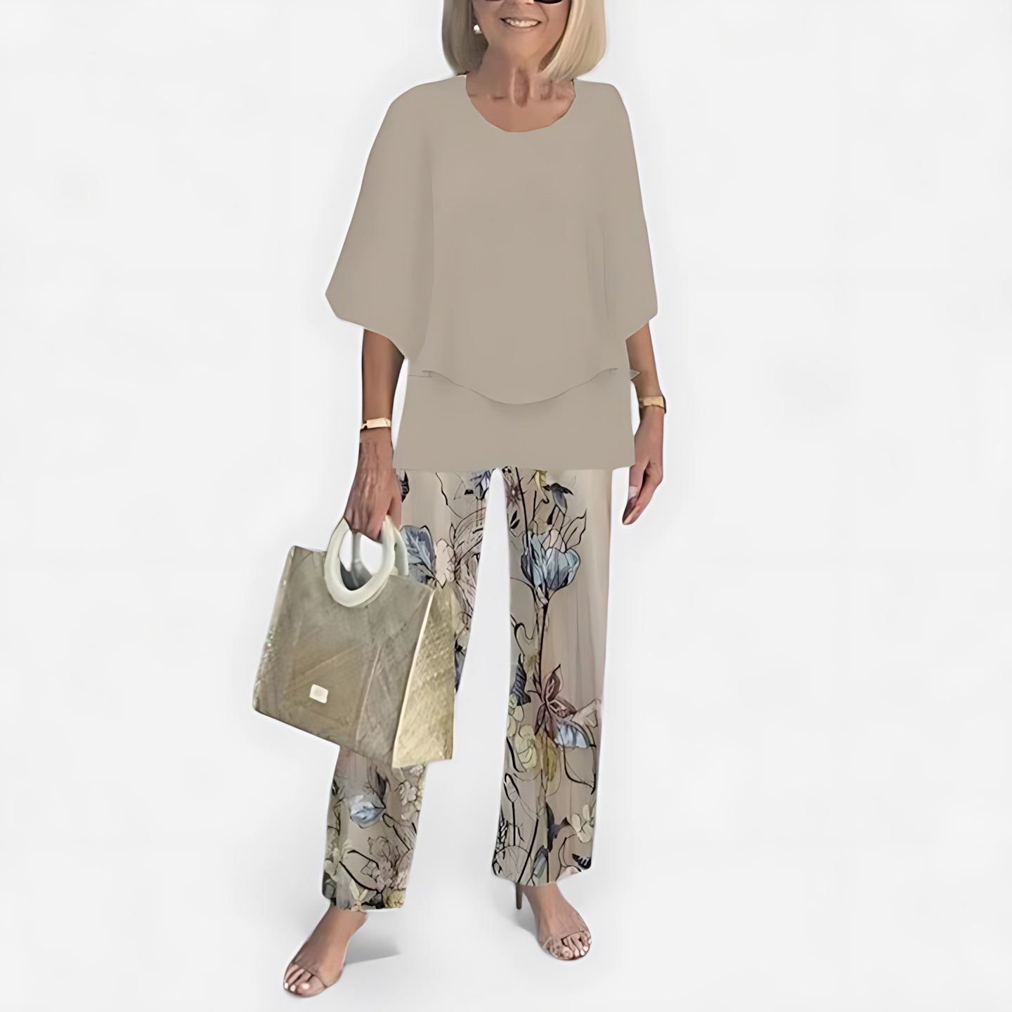 Brooklyn – Short Sleeve Top and Floral Print Wide Leg Pants Set
