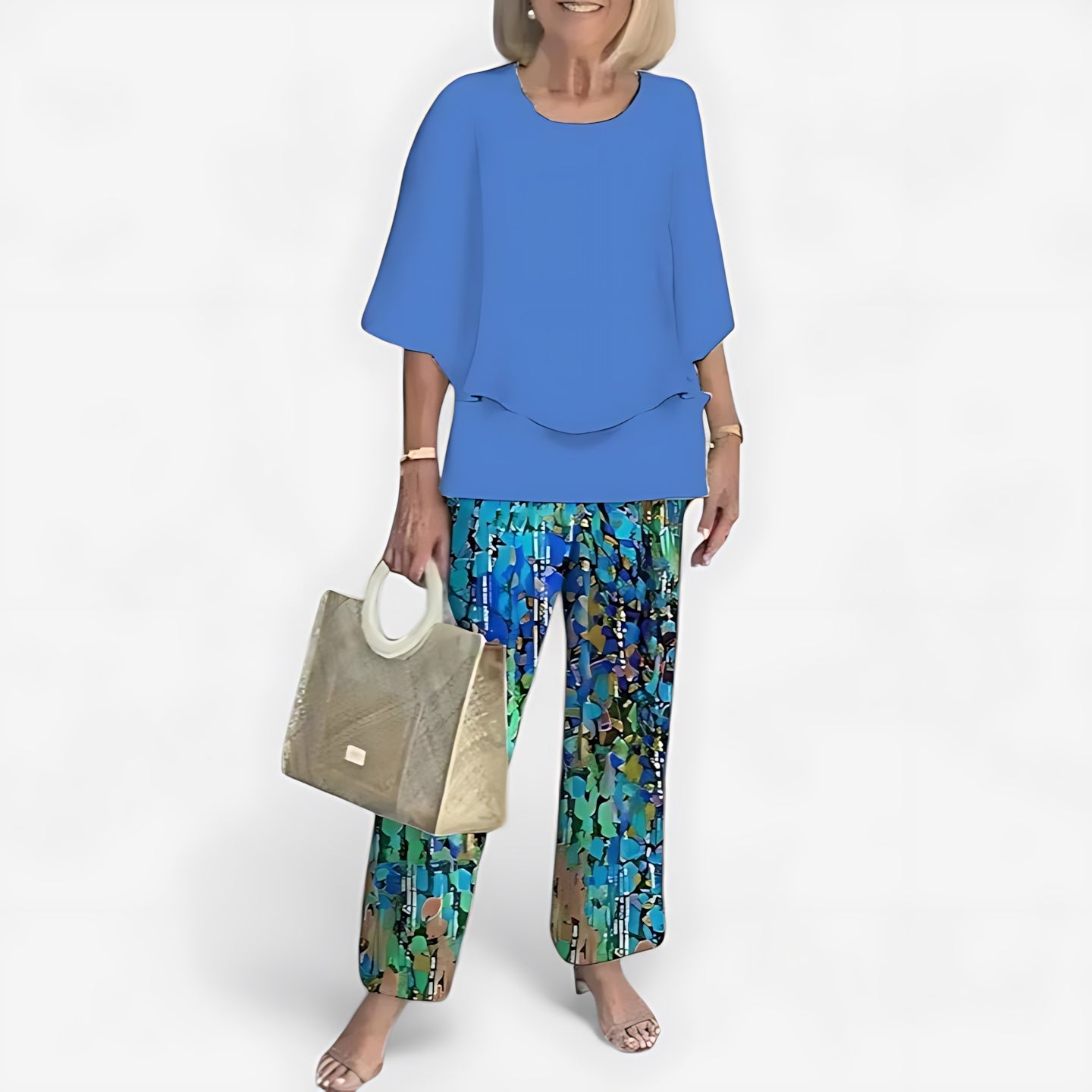 Brooklyn – Short Sleeve Top and Floral Print Wide Leg Pants Set