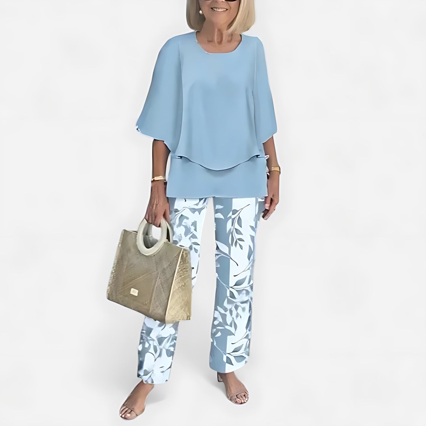 Brooklyn – Short Sleeve Top and Floral Print Wide Leg Pants Set