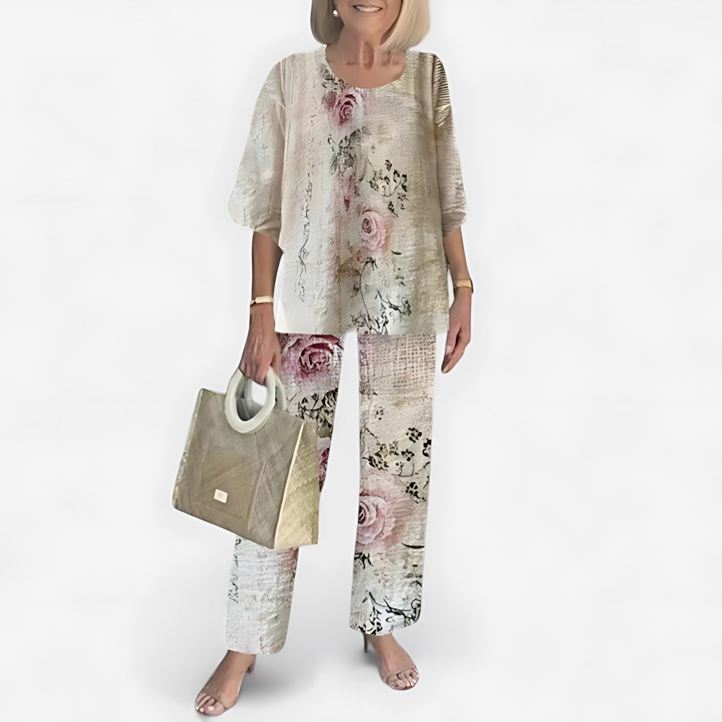 Brooklyn – Short Sleeve Top and Floral Print Wide Leg Pants Set