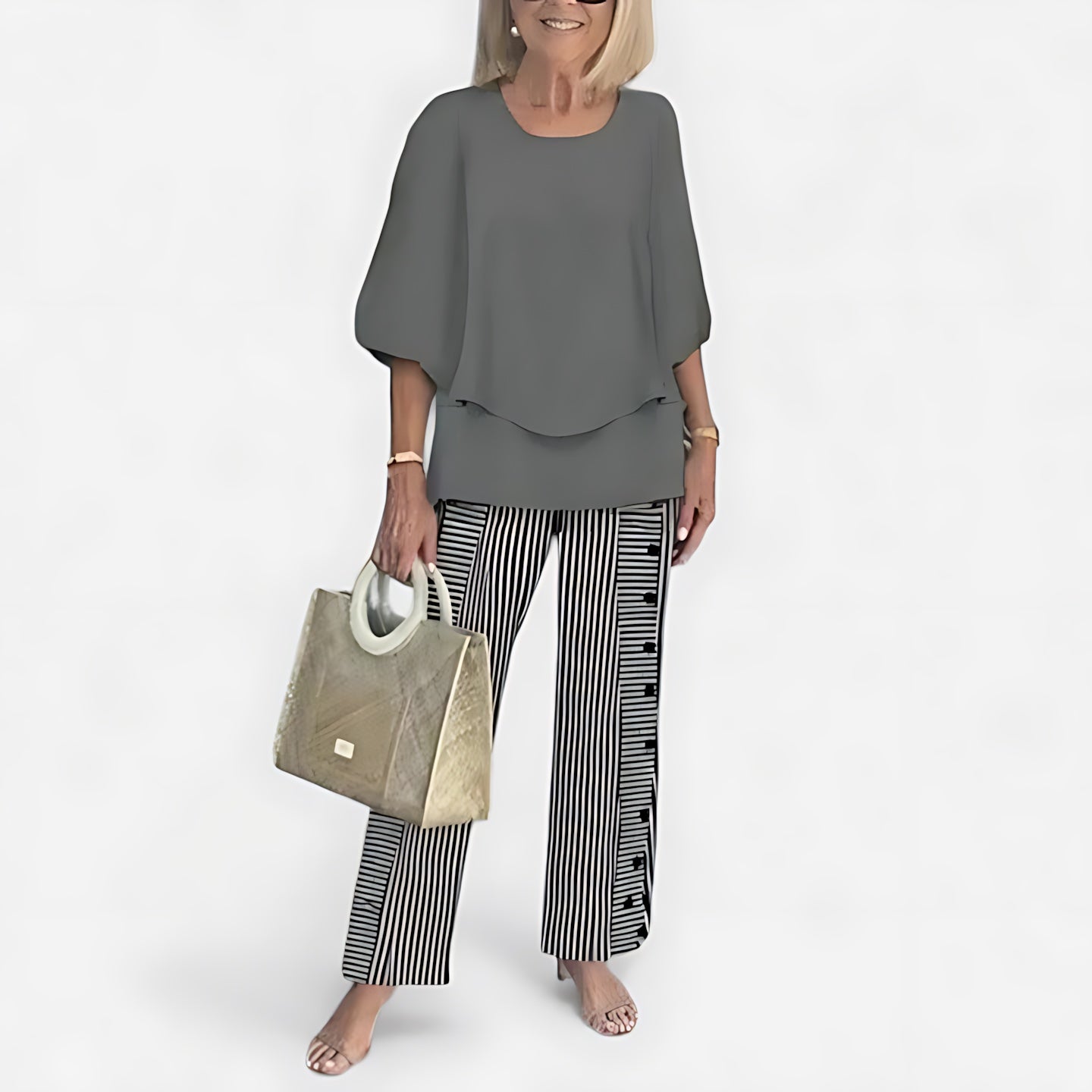Brooklyn – Short Sleeve Top and Floral Print Wide Leg Pants Set