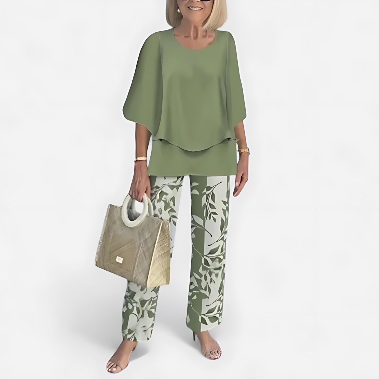 Brooklyn – Short Sleeve Top and Floral Print Wide Leg Pants Set