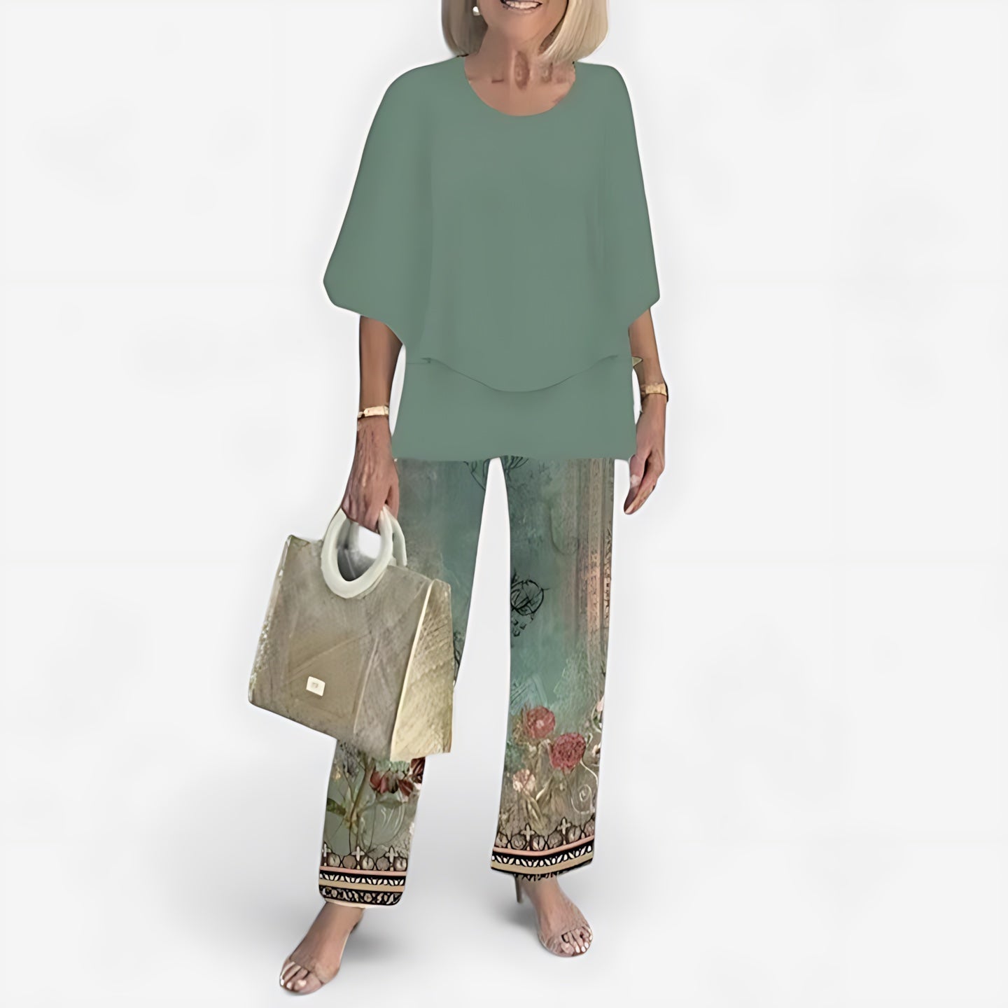 Brooklyn – Short Sleeve Top and Floral Print Wide Leg Pants Set