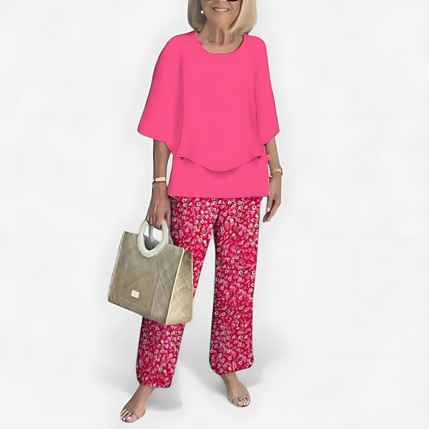 Brooklyn – Short Sleeve Top and Floral Print Wide Leg Pants Set