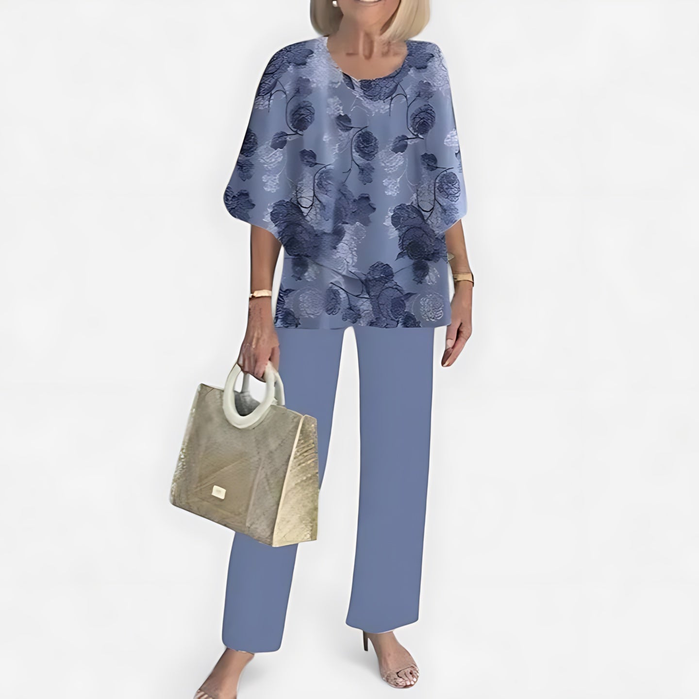 Brooklyn – Short Sleeve Top and Floral Print Wide Leg Pants Set
