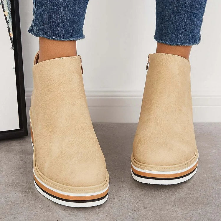Maeve – Leather Wedge Ankle Boots