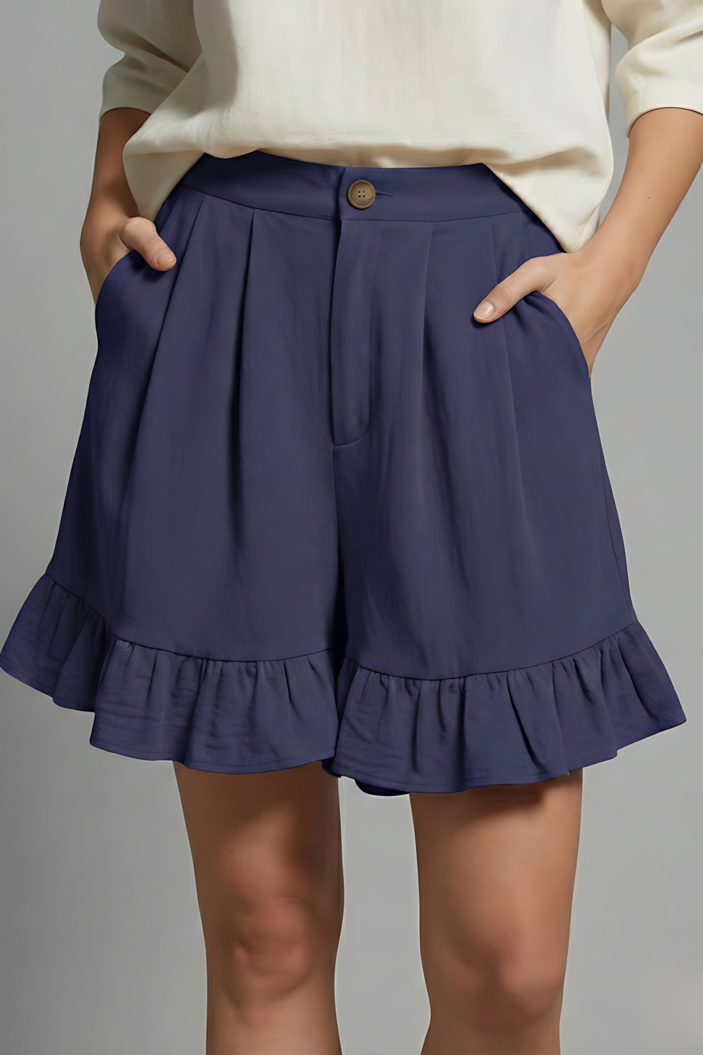 Camille – High Waist Ruffle Hem Shorts