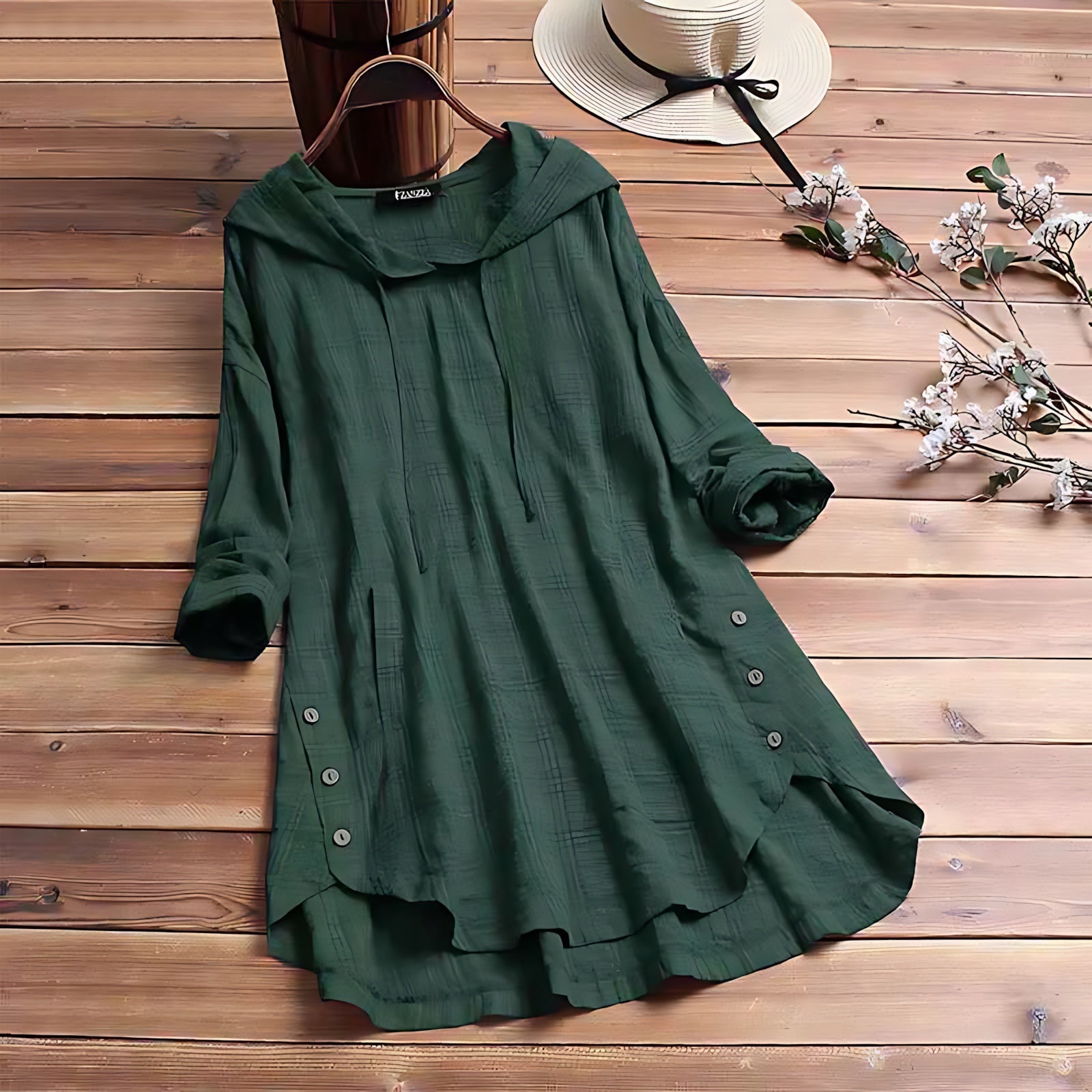 Camille – Plaid High Low Long Sleeve Tunic Dress