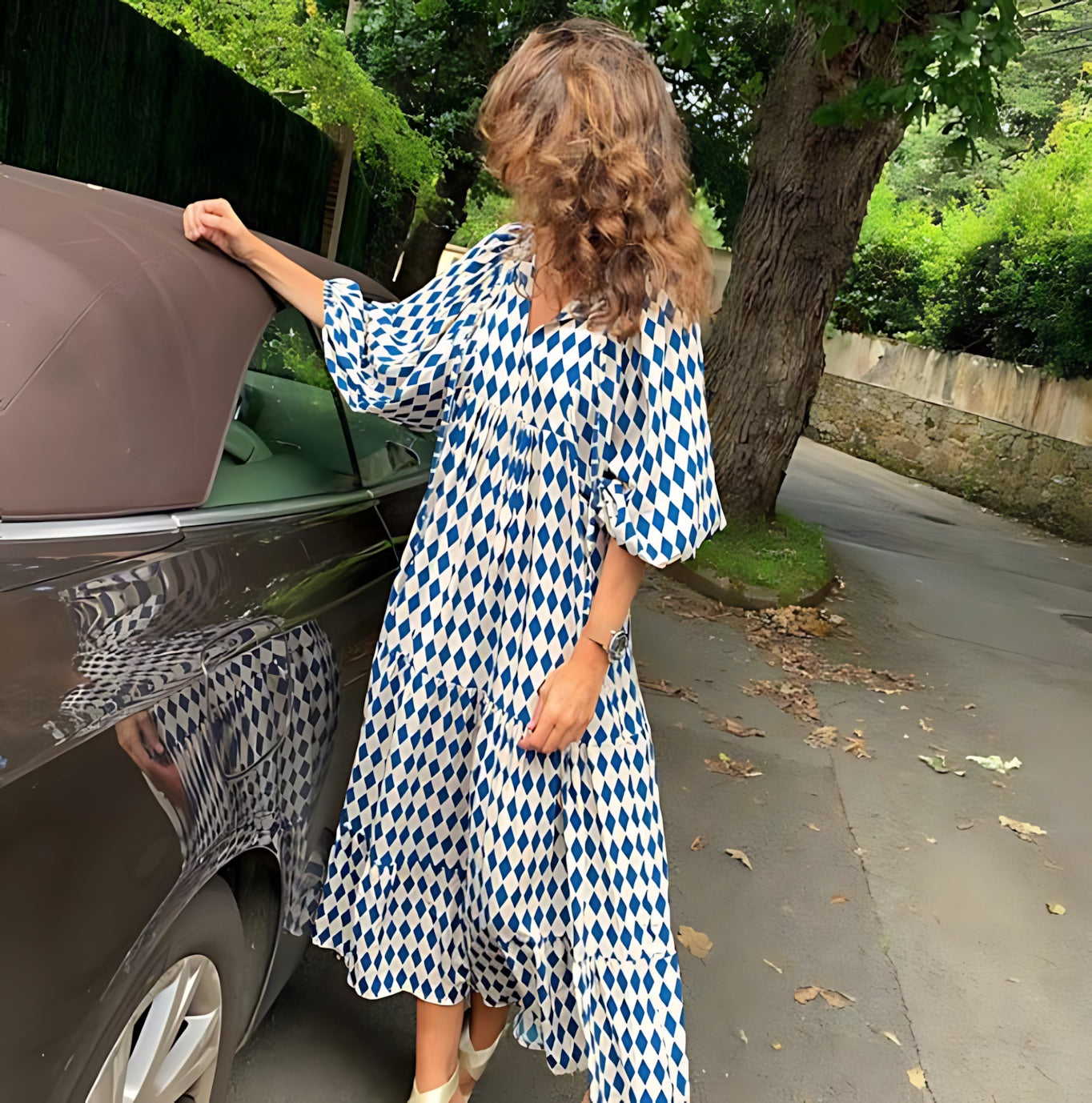 Cara – Ditsy Floral Puff Sleeve Boho Midi Dress