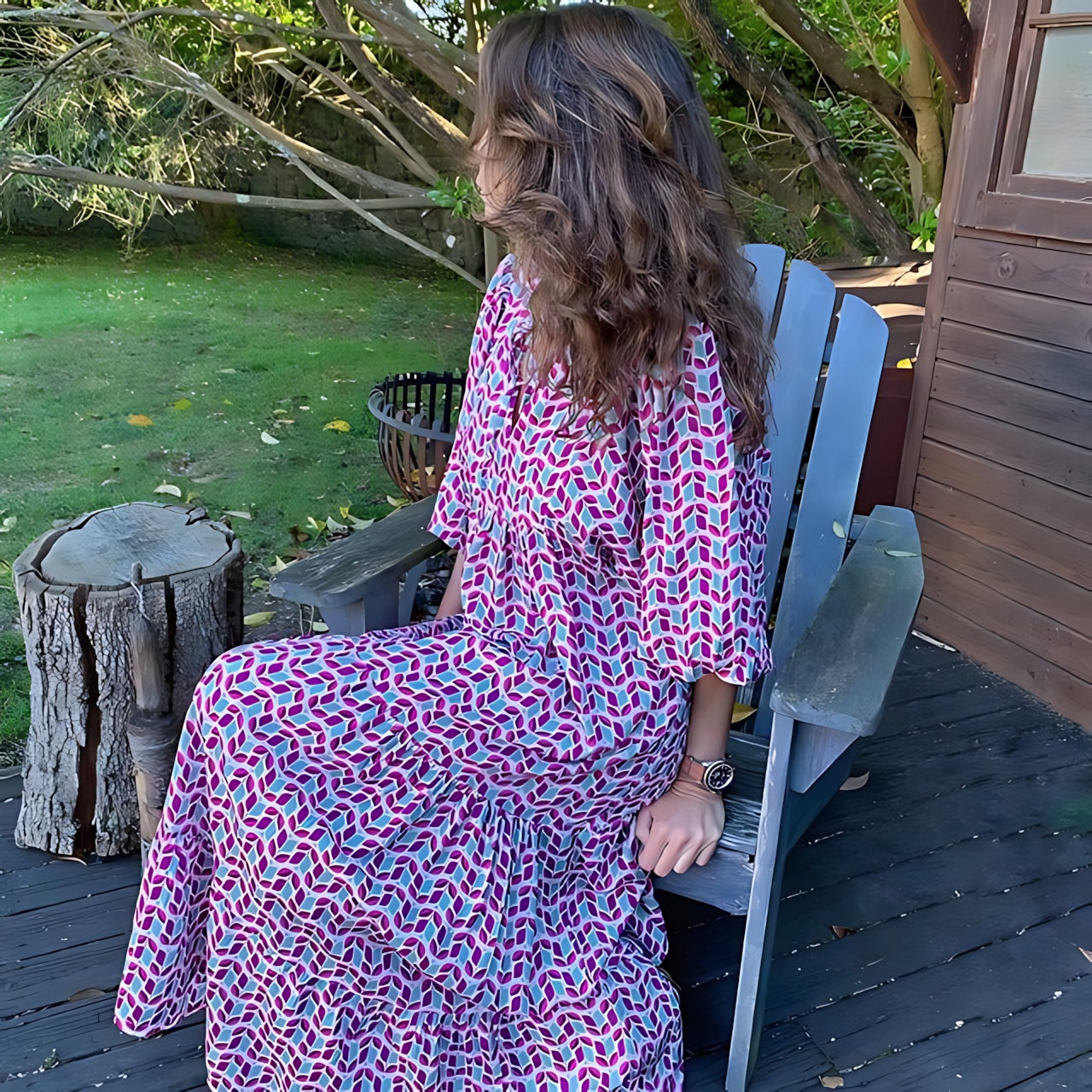 Cara – Ditsy Floral Puff Sleeve Boho Midi Dress