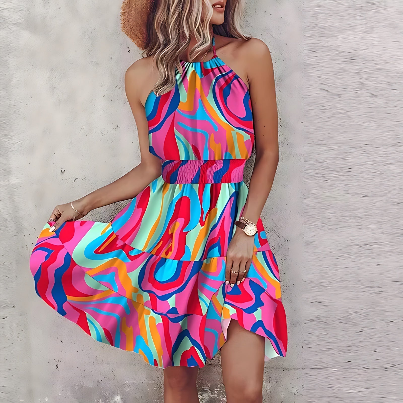 Cara – Floral Print Tiered Summer Mini Dress