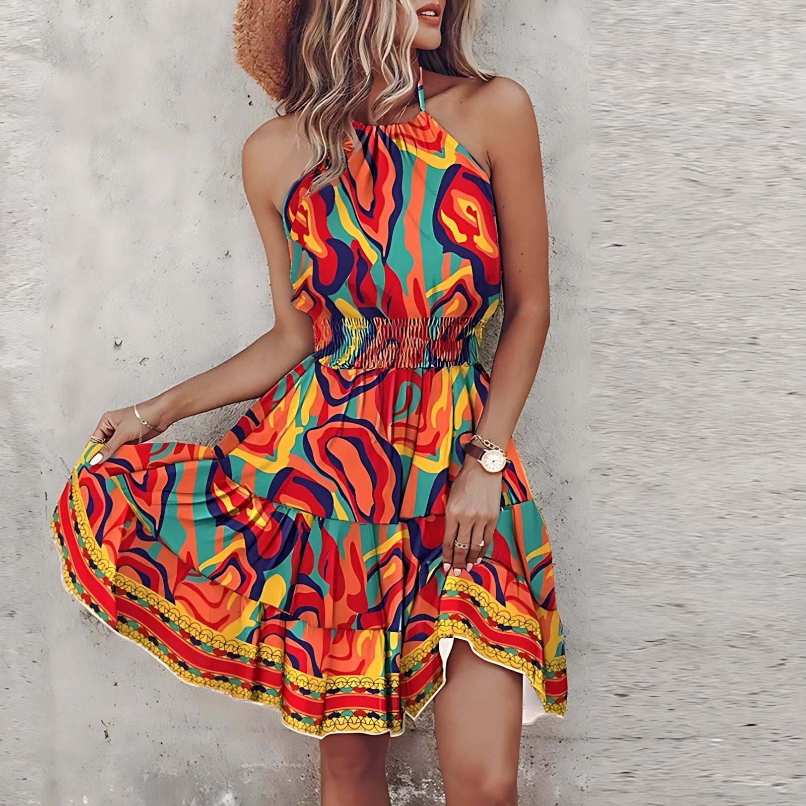 Cara – Floral Print Tiered Summer Mini Dress