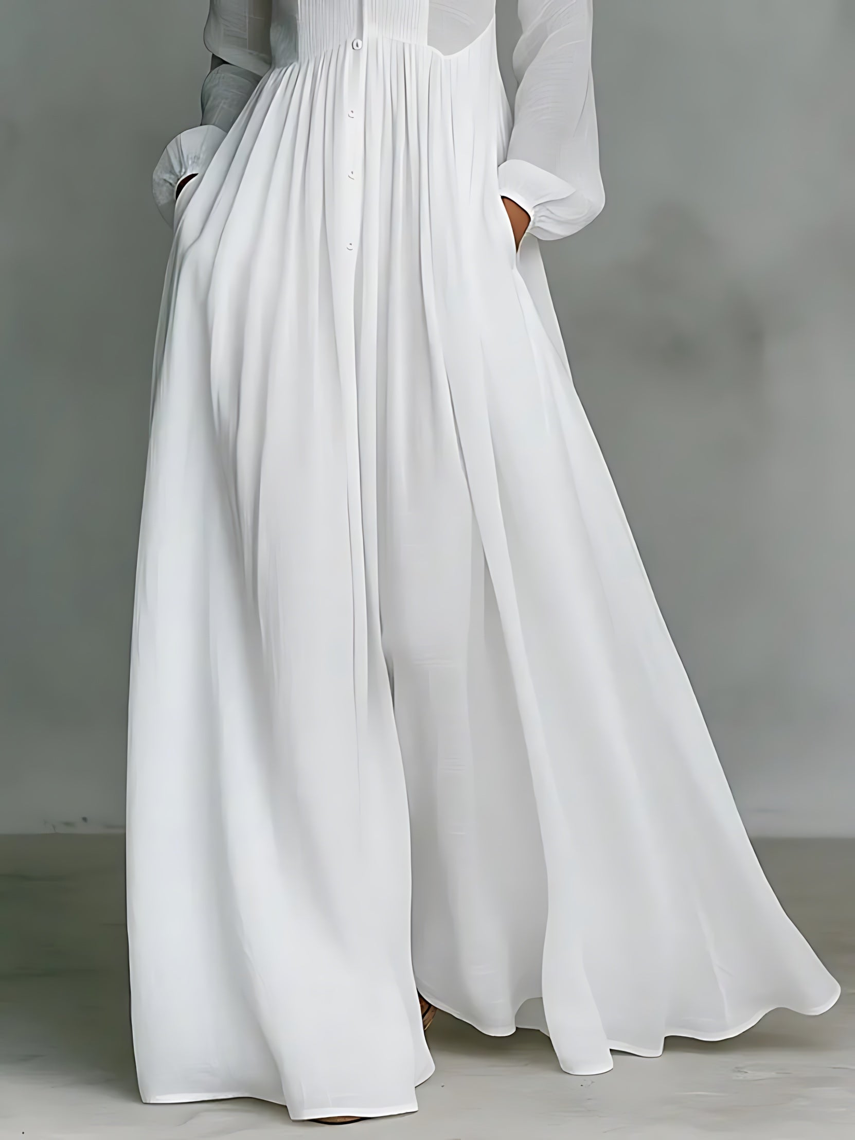 Cara – V Neck Long Sleeve Flowy Maxi Dress