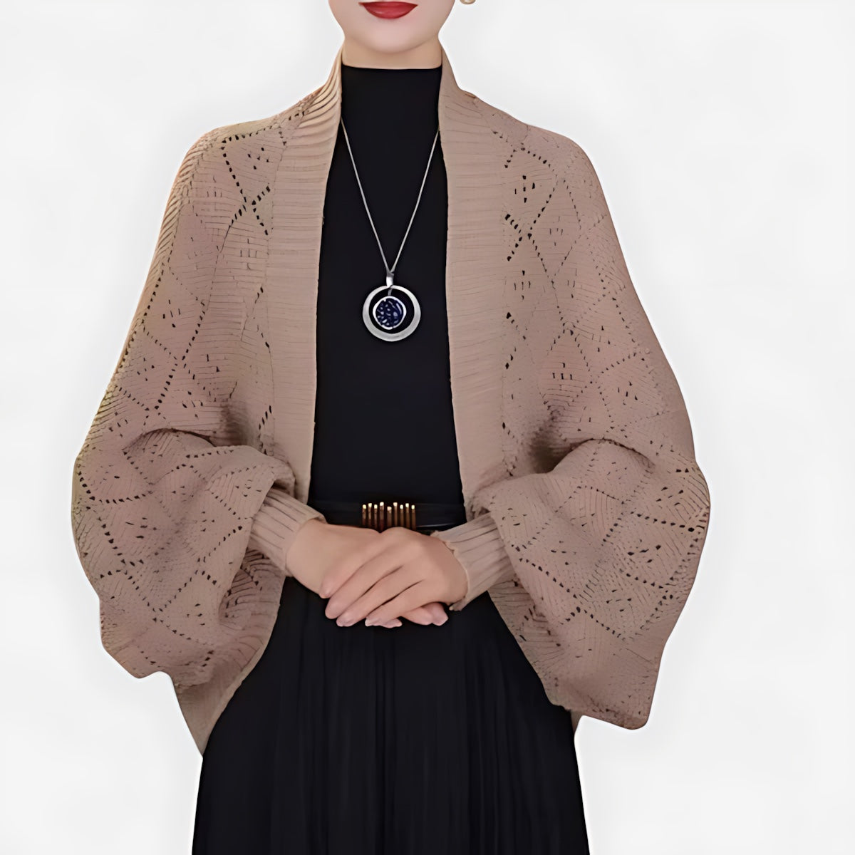 Catherine – Batwing Sleeve Open Front Knit Cardigan