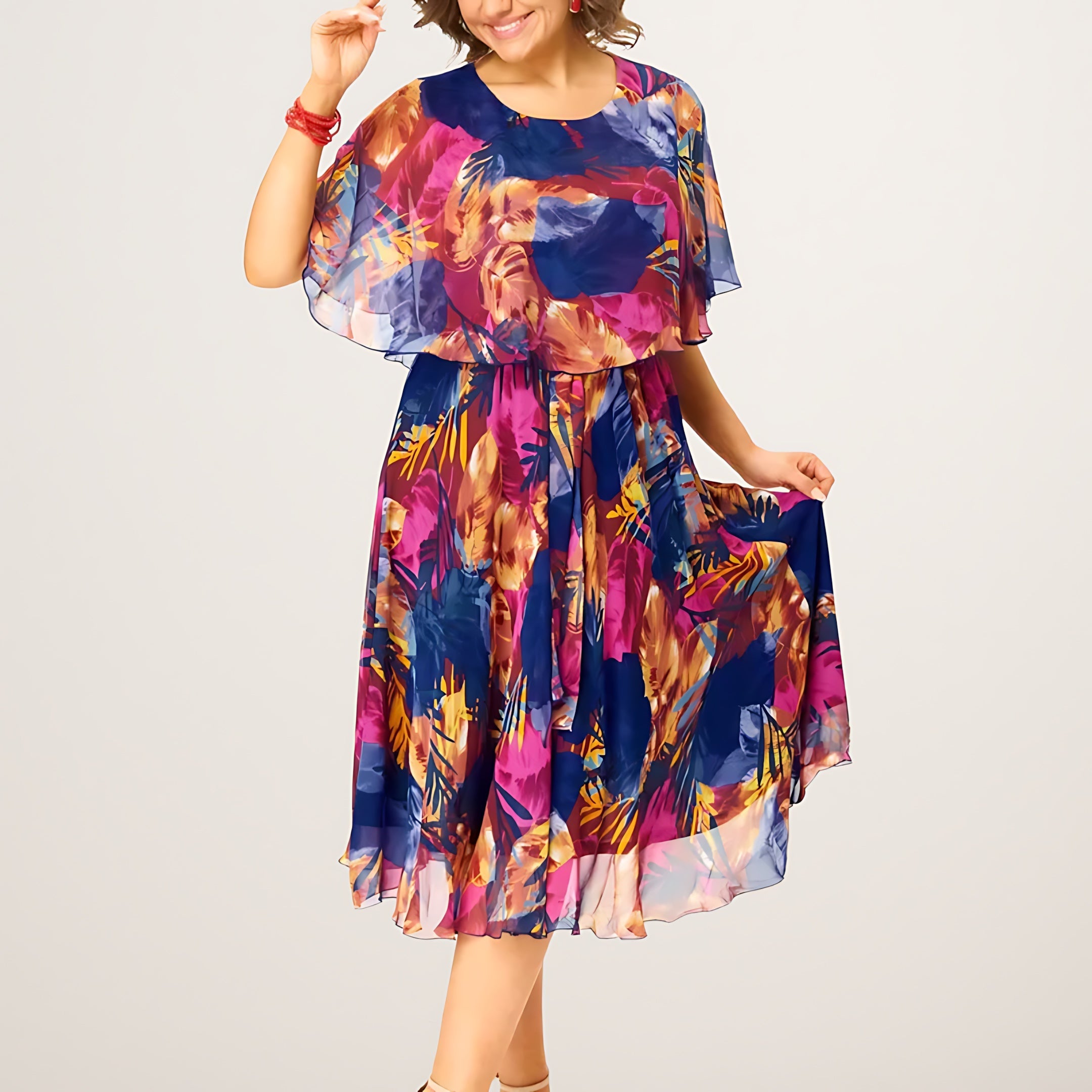 Cecilia – Floral Chiffon Flutter Sleeve Mini Dress